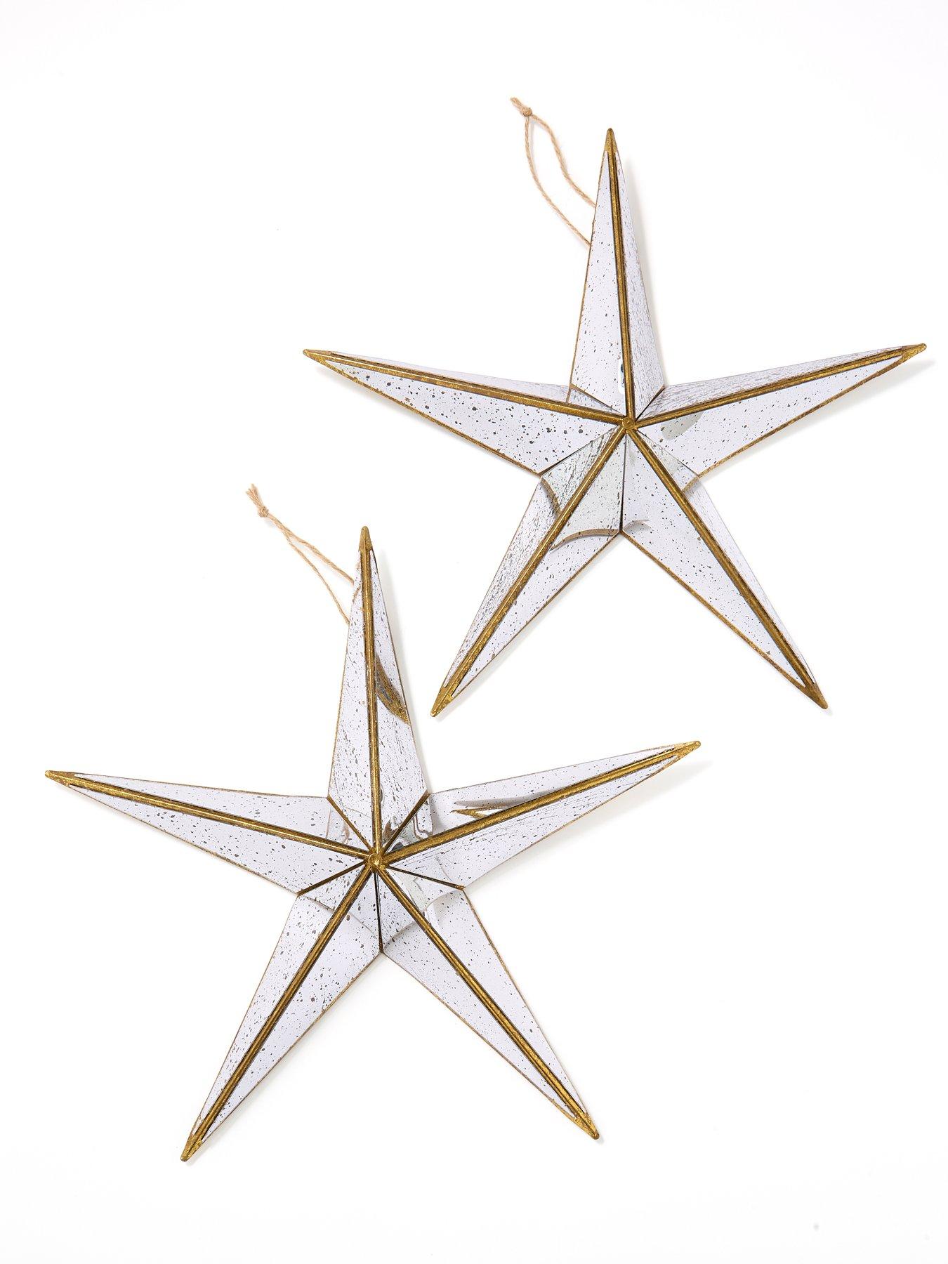 Image 2 of 4 of Very Home Set&nbsp;of&nbsp;2 Mercury Glass&nbsp;Light&nbsp;Up Star Christmas Decorations
