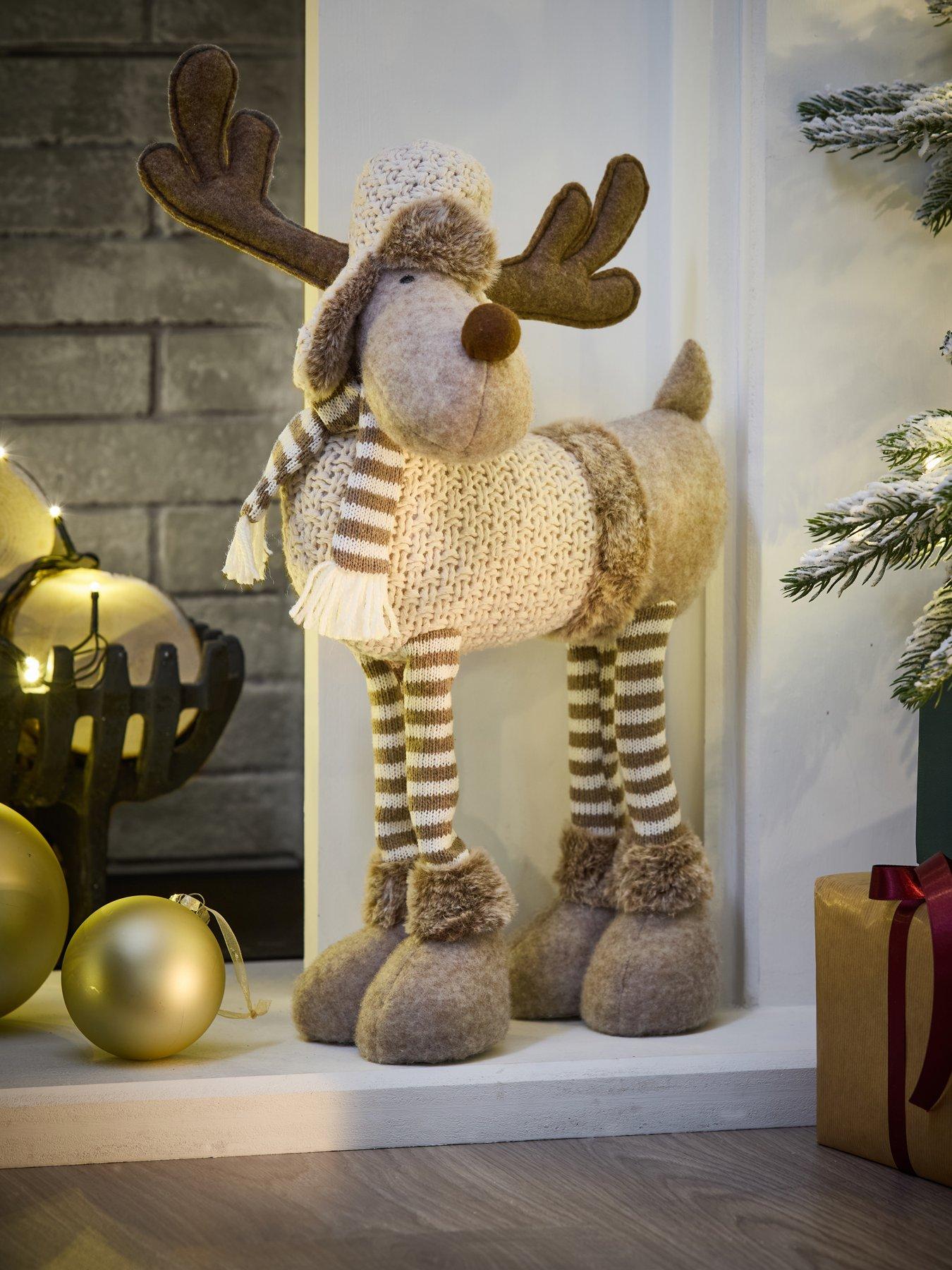 Image 1 of 5 of Very Home Cosy 4 Legged Plush Deer Christmas Decoration