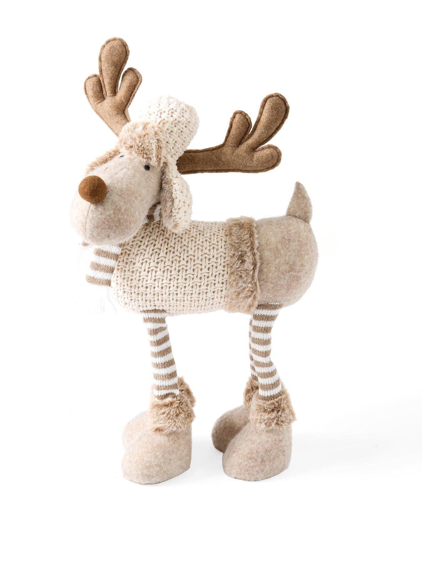 Image 3 of 5 of Very Home Cosy 4 Legged Plush Deer Christmas Decoration