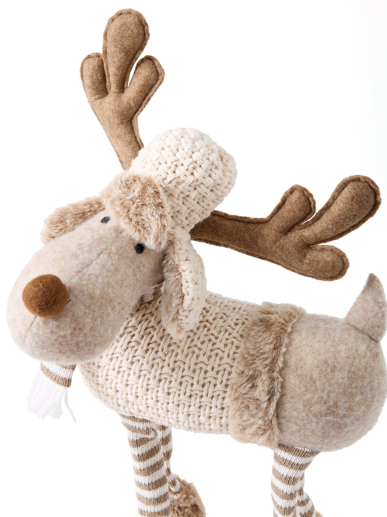 Image 5 of 5 of Very Home Cosy 4 Legged Plush Deer Christmas Decoration