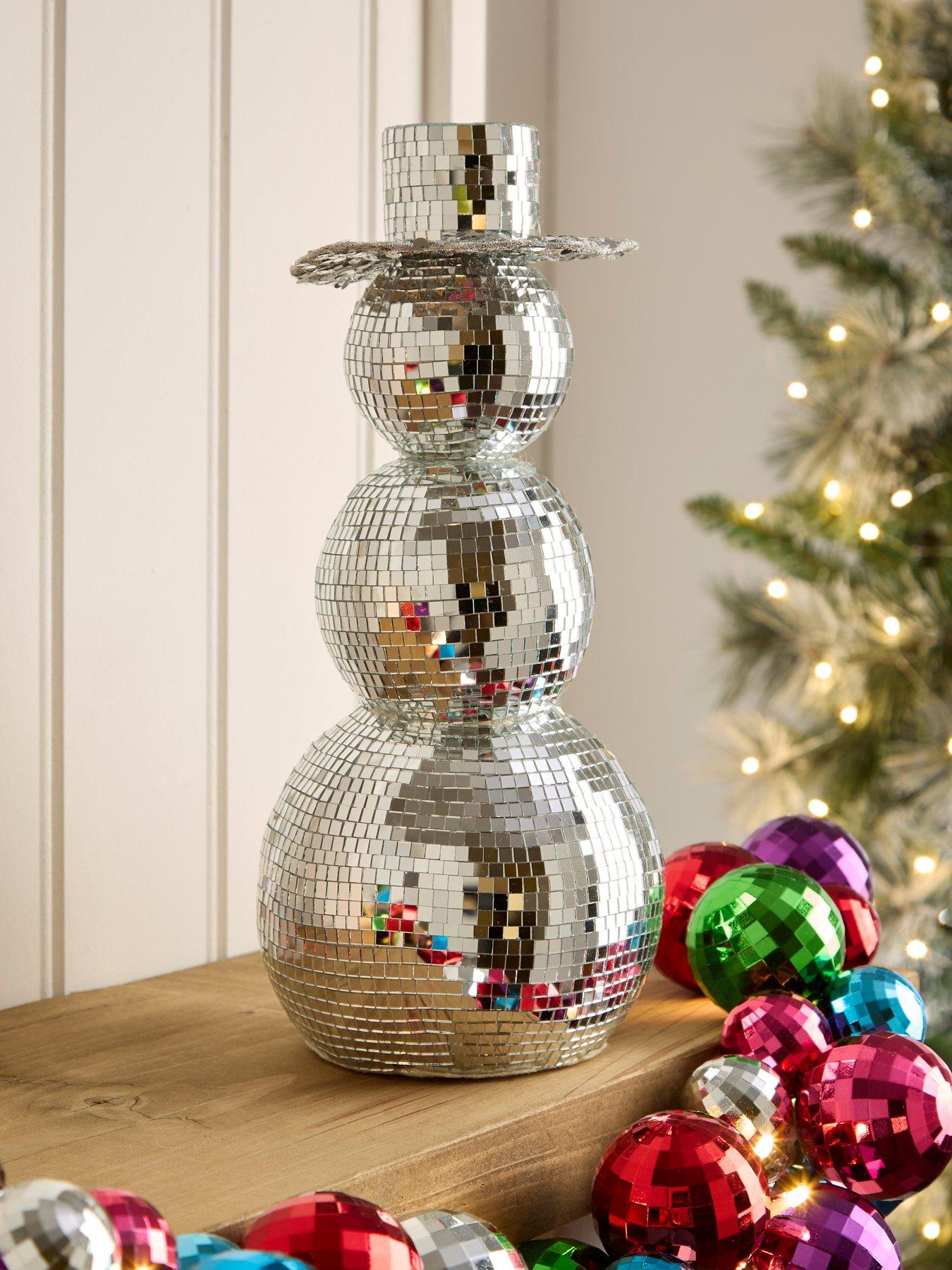 Image 1 of 5 of Very Home Mirrored Sequin Snowman Christmas&nbsp;Decoration