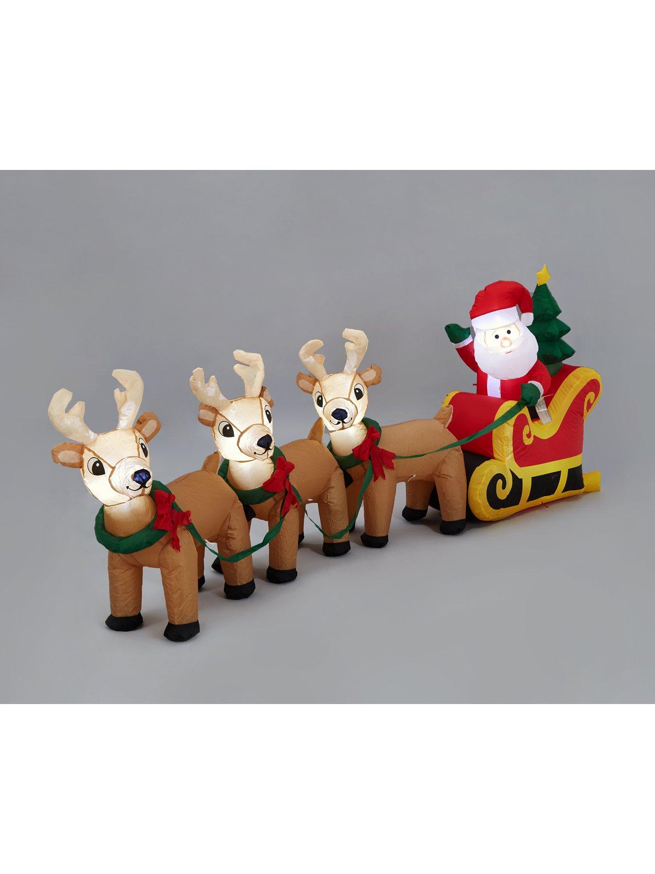 Image 4 of 5 of Very Home Santa and&nbsp;Sleigh Inflatable Light Up&nbsp;Outdoor Christmas Decoration