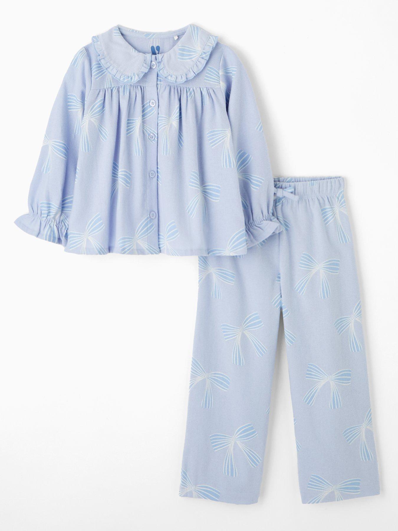 Mini V by Very Girls Bow Print Collar Revere Pyjama Set