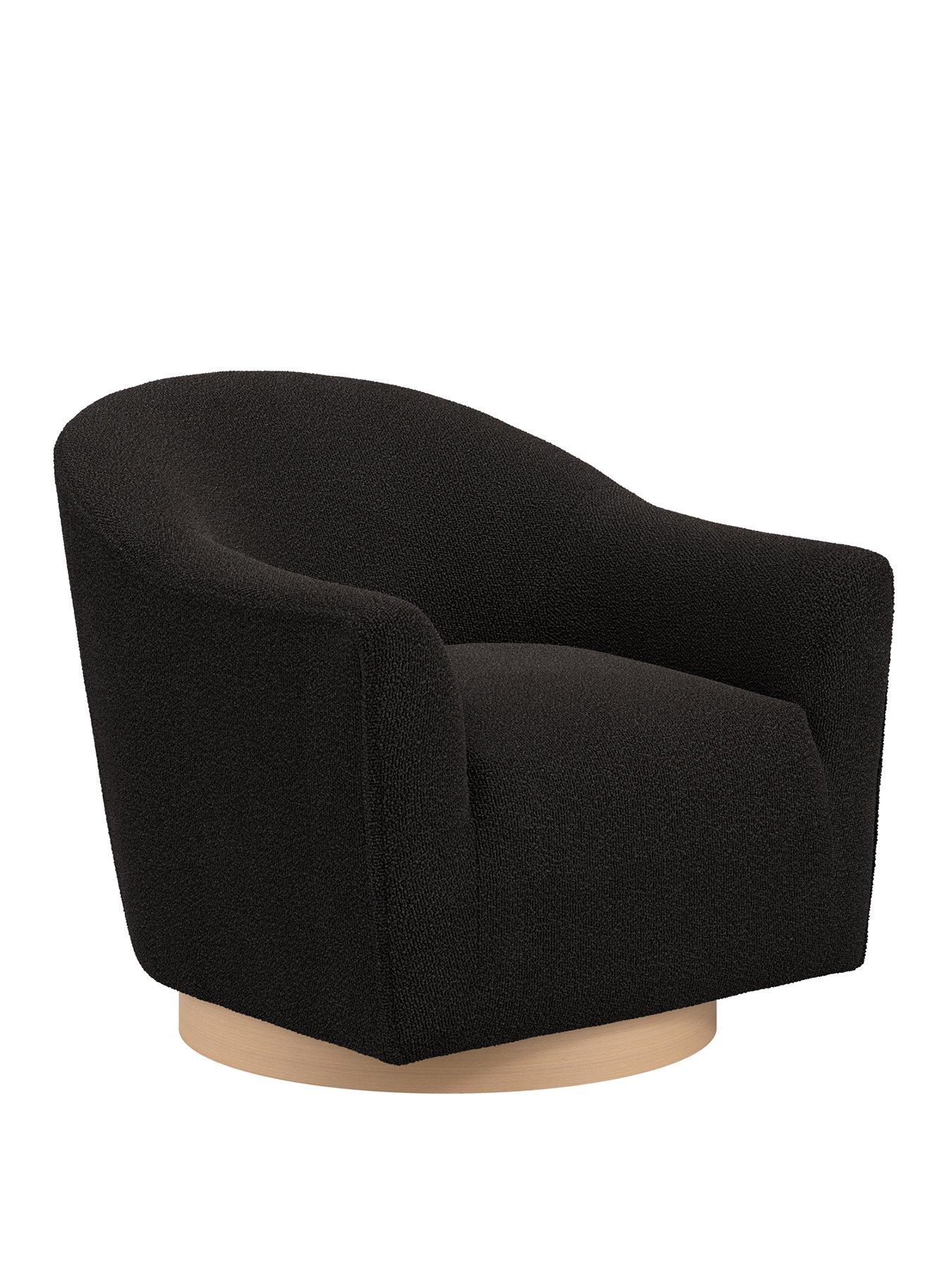 Image 3 of 5 of LPD Home Daphne Fabric Swivel Armchair - Black
