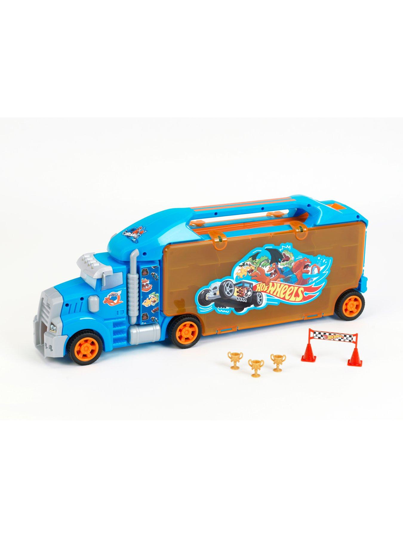 Image 2 of 4 of Hot Wheels City Creatures carry case truck, blue-orange