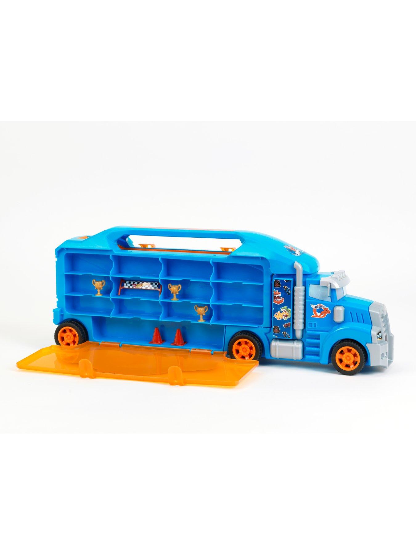 Image 3 of 4 of Hot Wheels City Creatures carry case truck, blue-orange