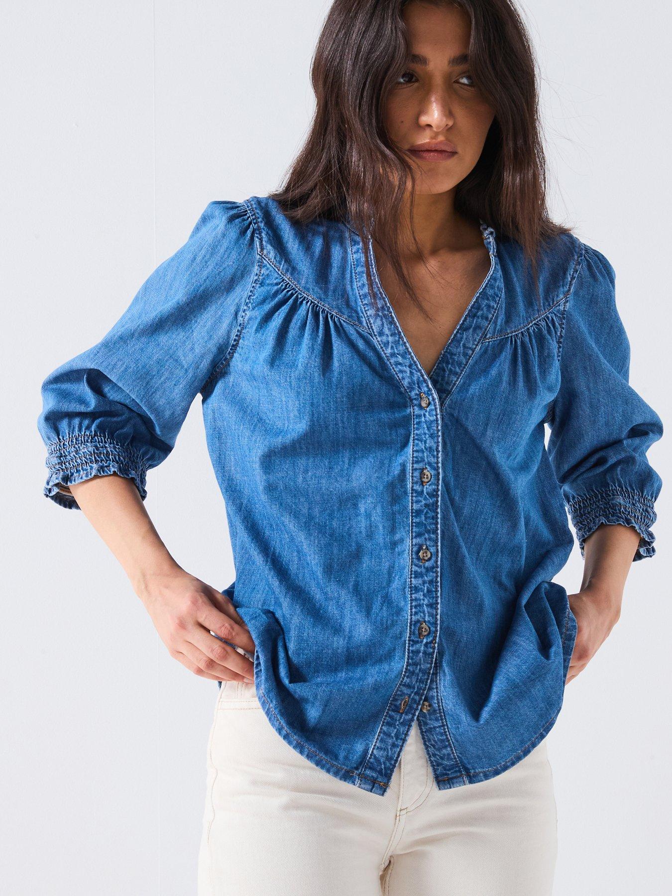 only-onl-raya-34-shirt-denim-blue