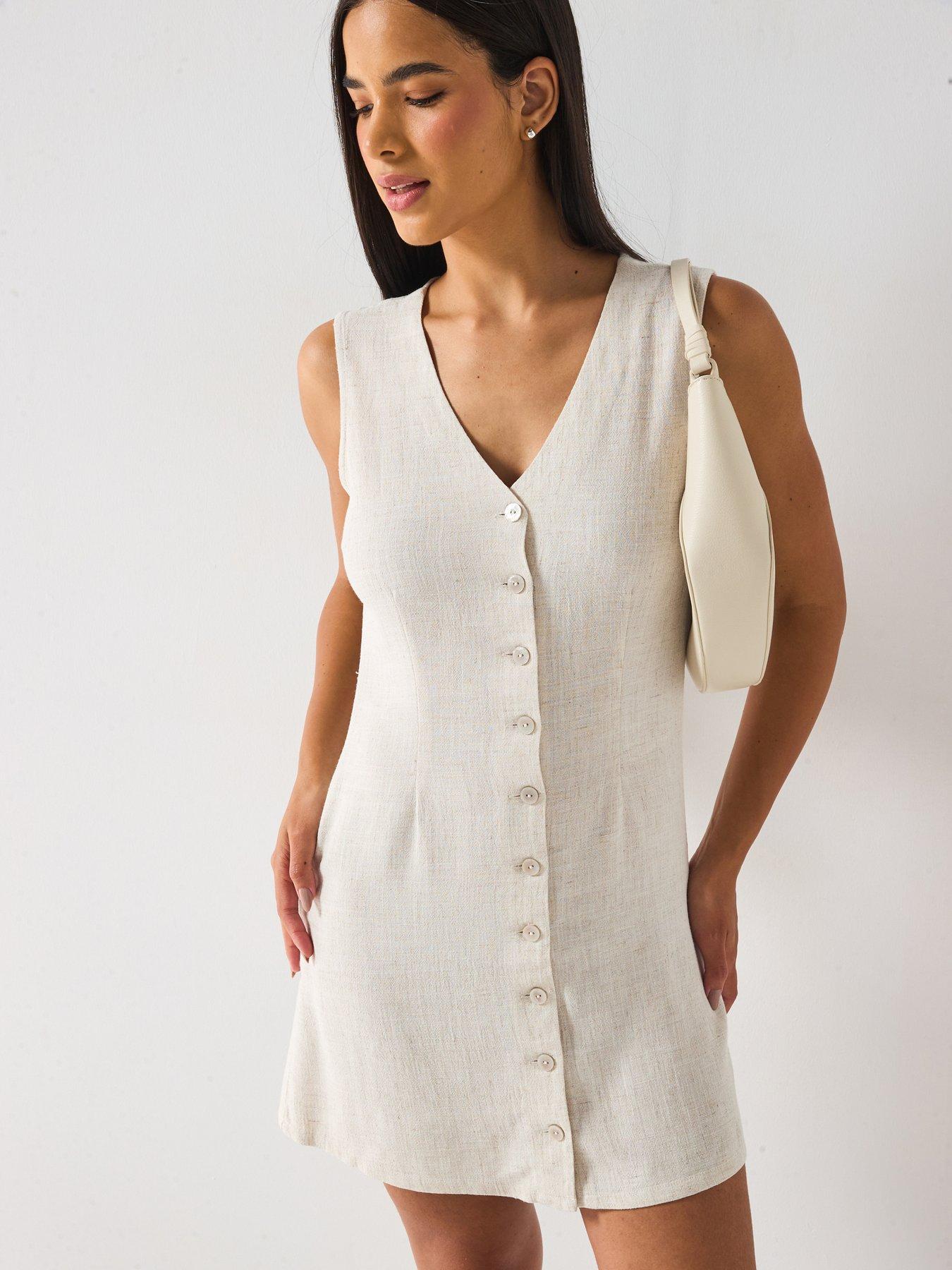 Only Seista Linen Short Dress - White