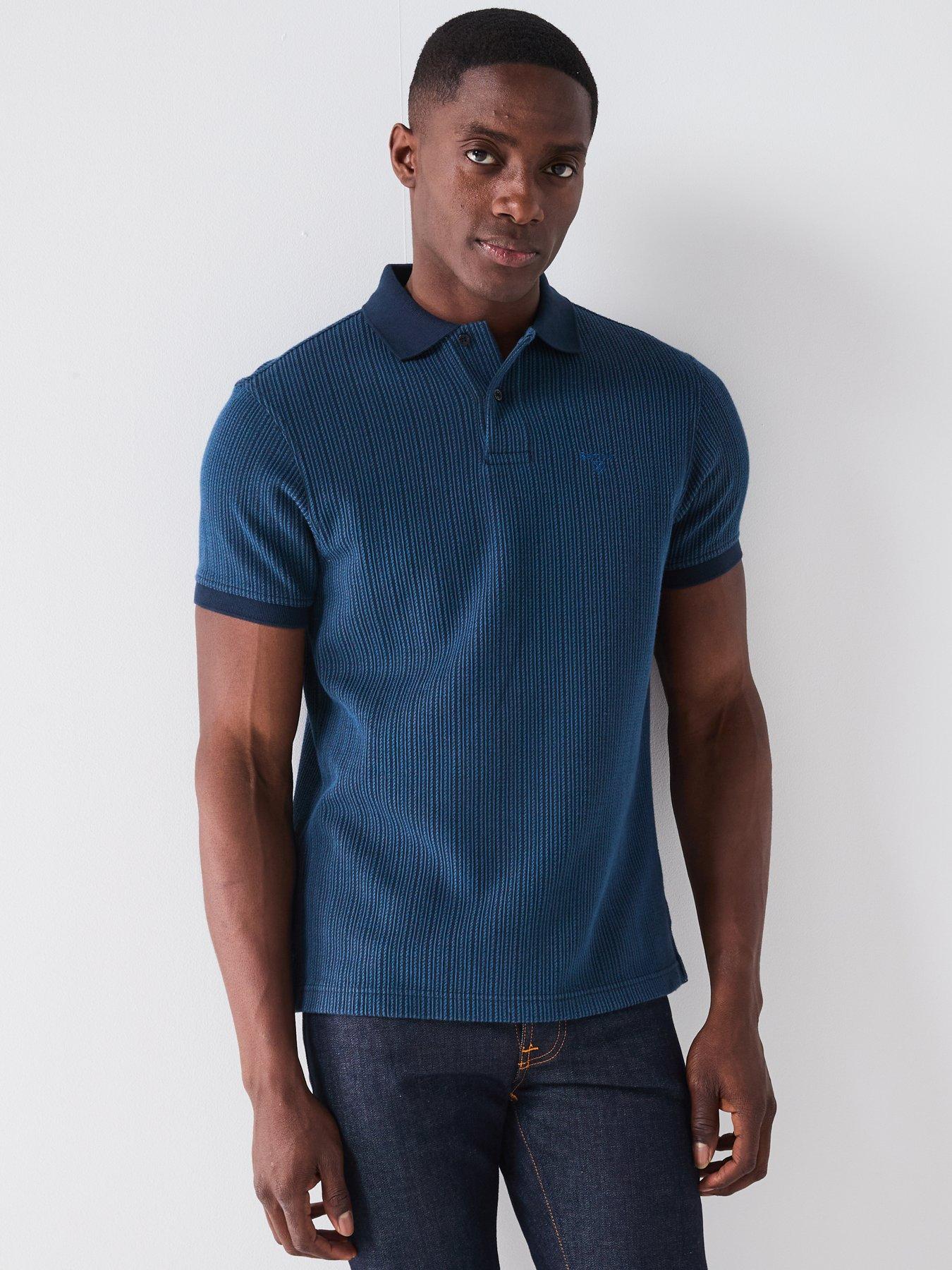  image of barbour-harworth-tailored-fit-jacquard-polo-shirt-navy