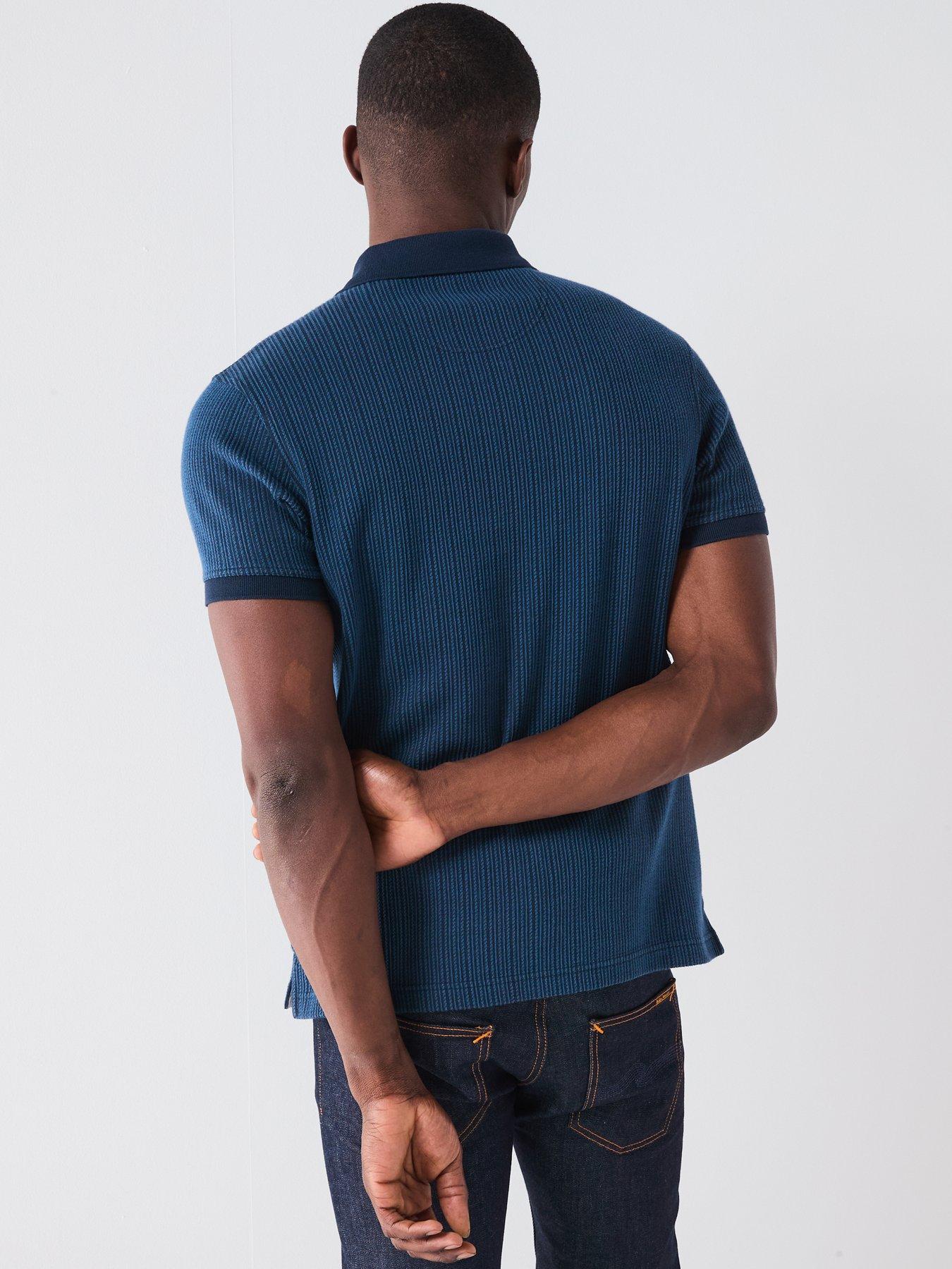  image of barbour-harworth-tailored-fit-jacquard-polo-shirt-navy