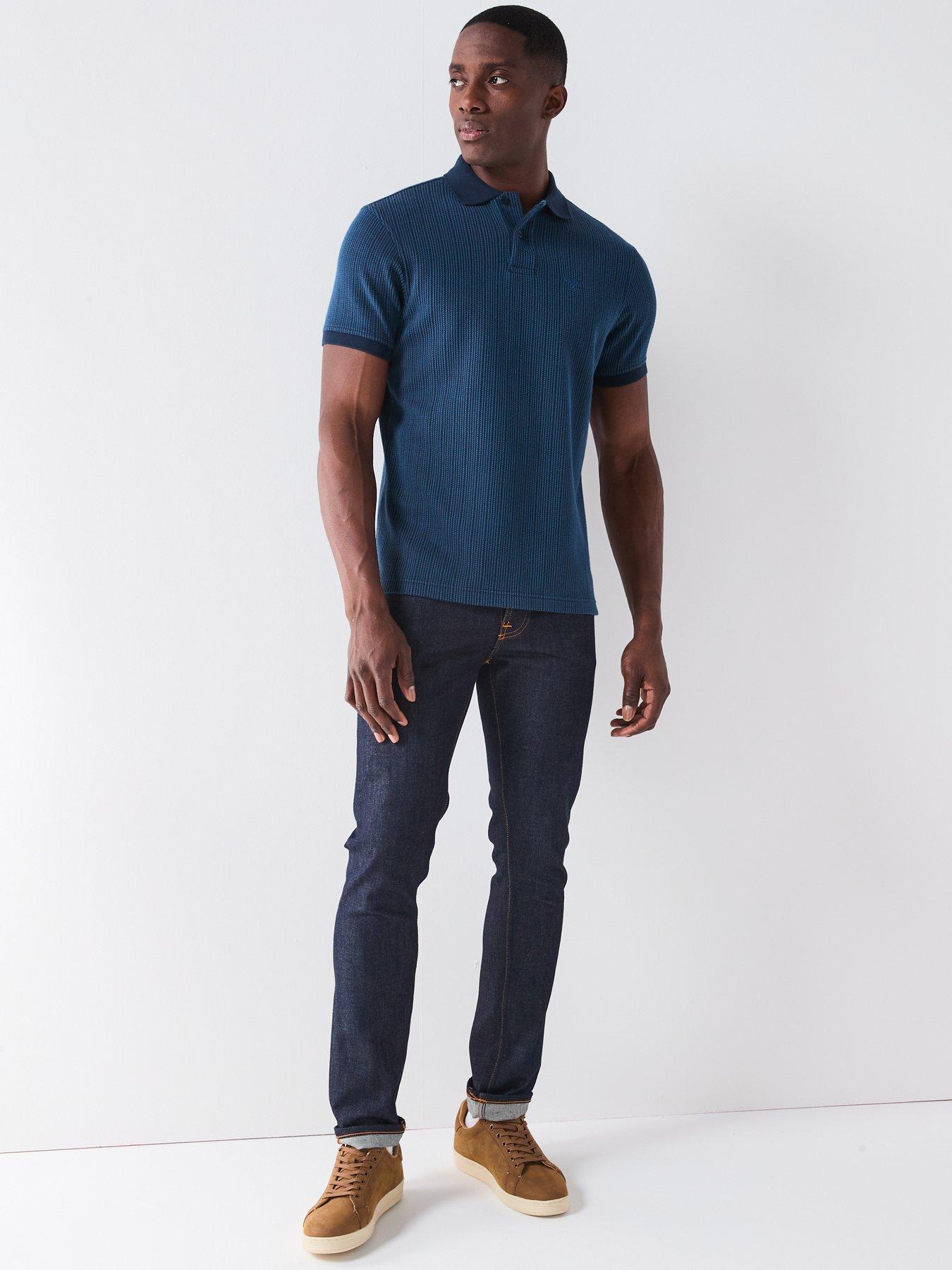  image of barbour-harworth-tailored-fit-jacquard-polo-shirt-navy