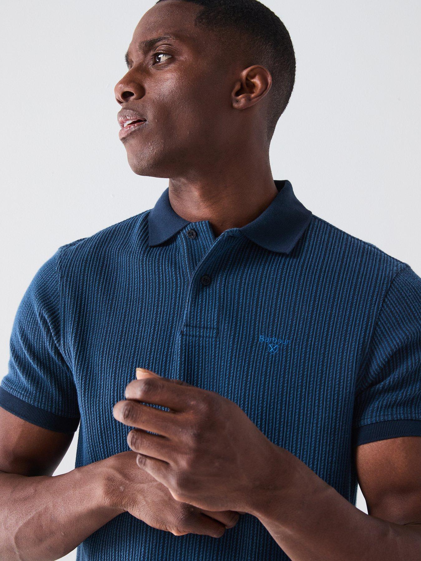  image of barbour-harworth-tailored-fit-jacquard-polo-shirt-navy