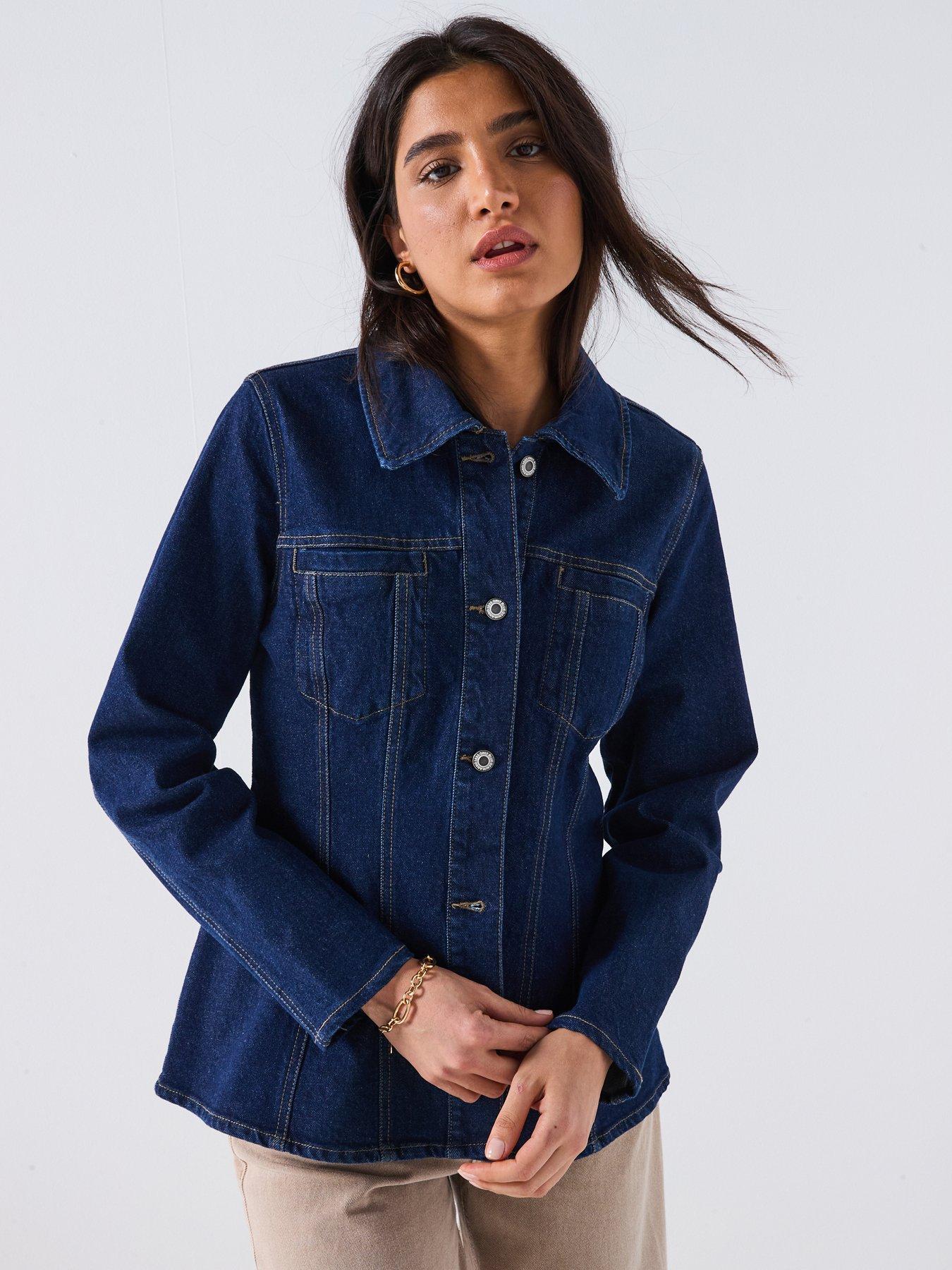 Only Elle Long Sleeve Fitted Denim Jacket - Blue