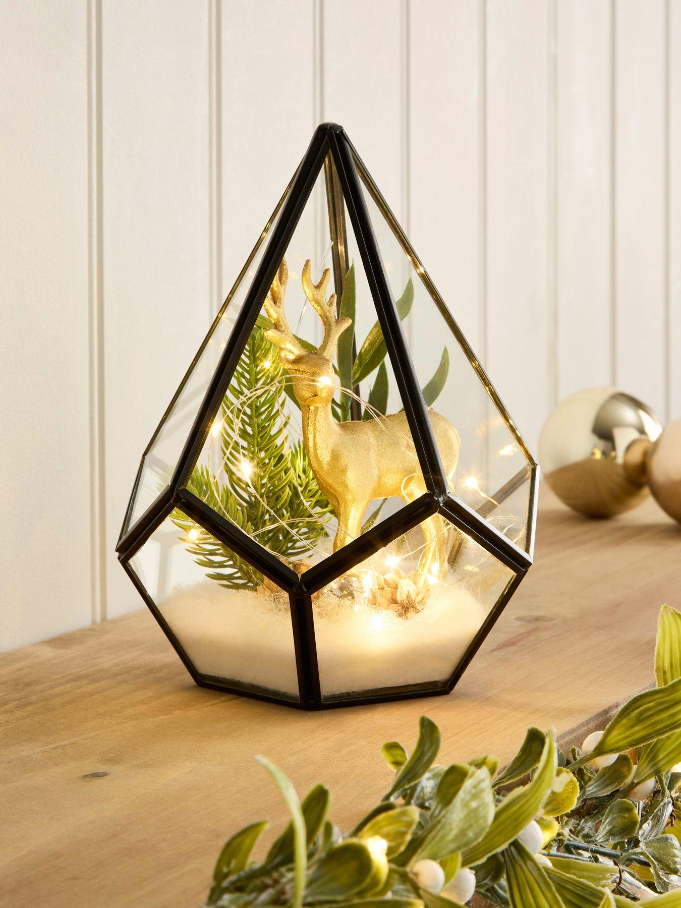 undefined Lit Stag Terrarium Table Light Christmas Decoration
