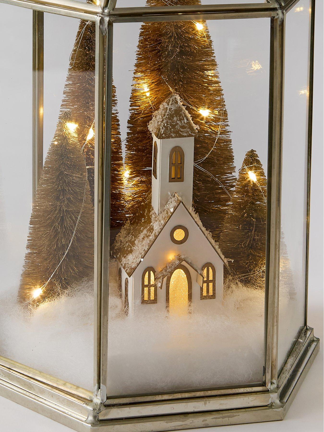 Image 5 of 5 of Very Home Snowy Church Lit Scene Christmas Decoration