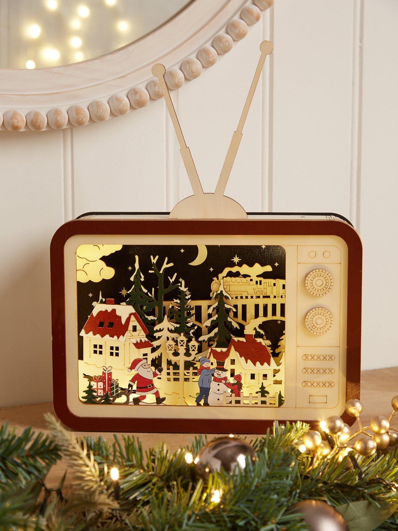 Three Kings Santas Teletown Lit Scene Christmas Decoration