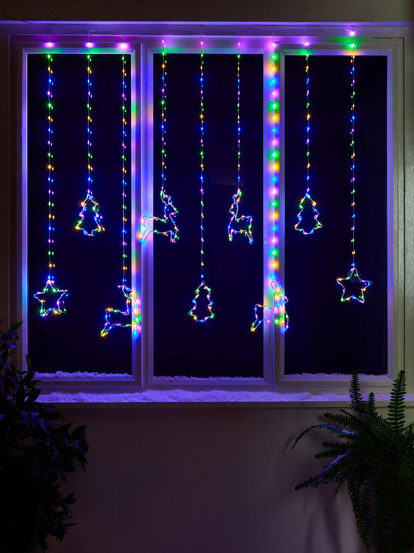 undefined Indoor/Outdoor Festive Curtain Christmas Lights - Multi