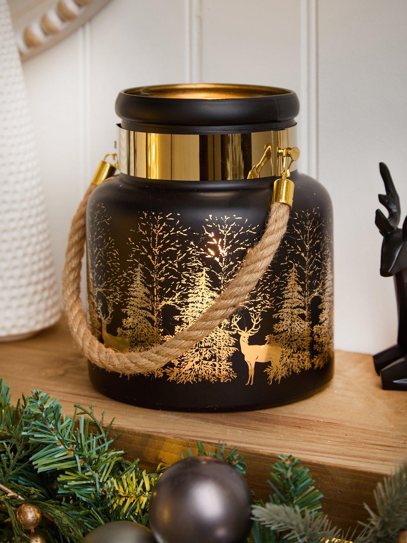 undefined Wonderland Glass Lantern Christmas Decoration - onyx