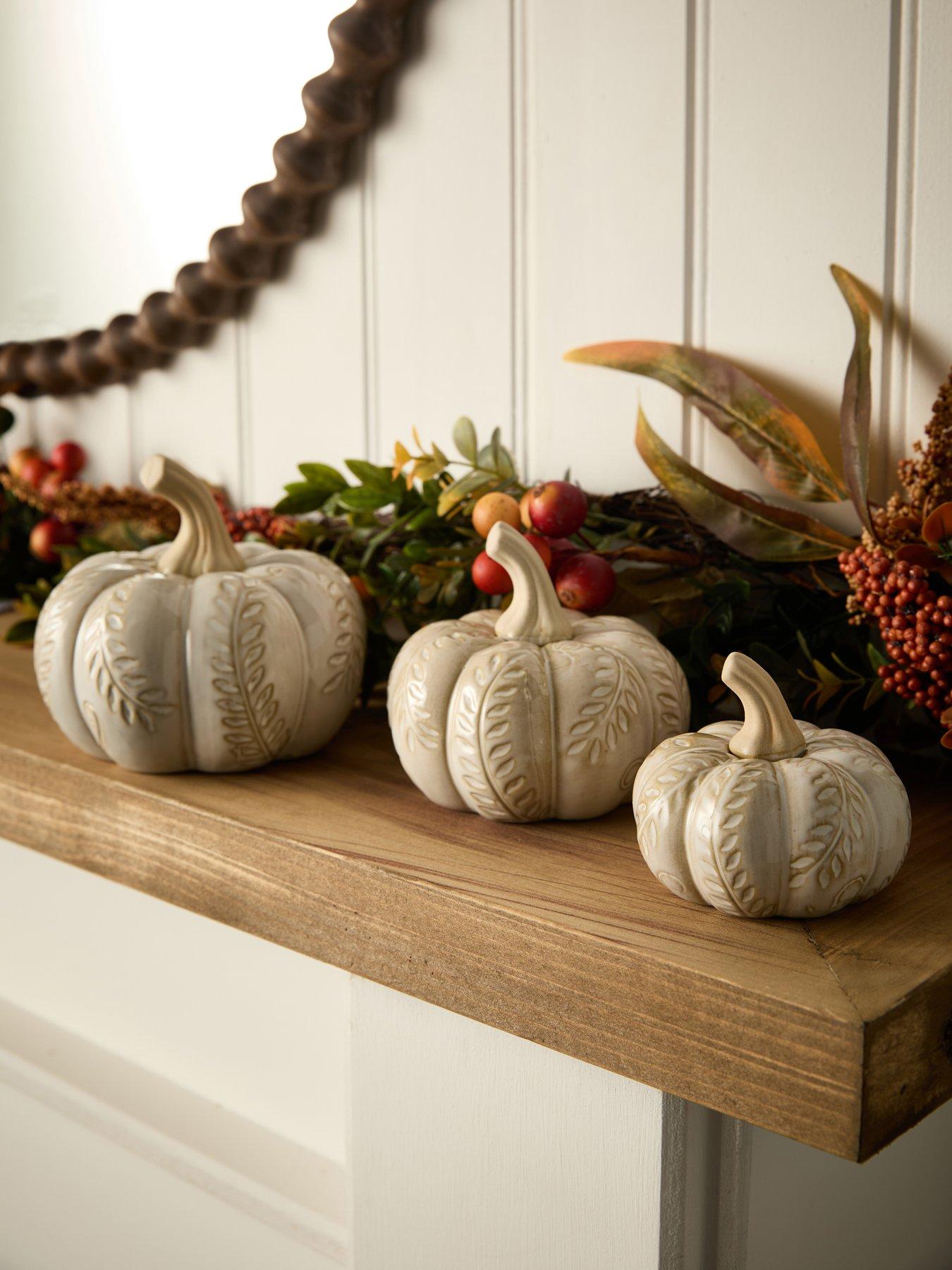 Image 1 of 4 of Festive Autumn Embossed Autumn&nbsp;Pumpkin Decorations - Set of 3