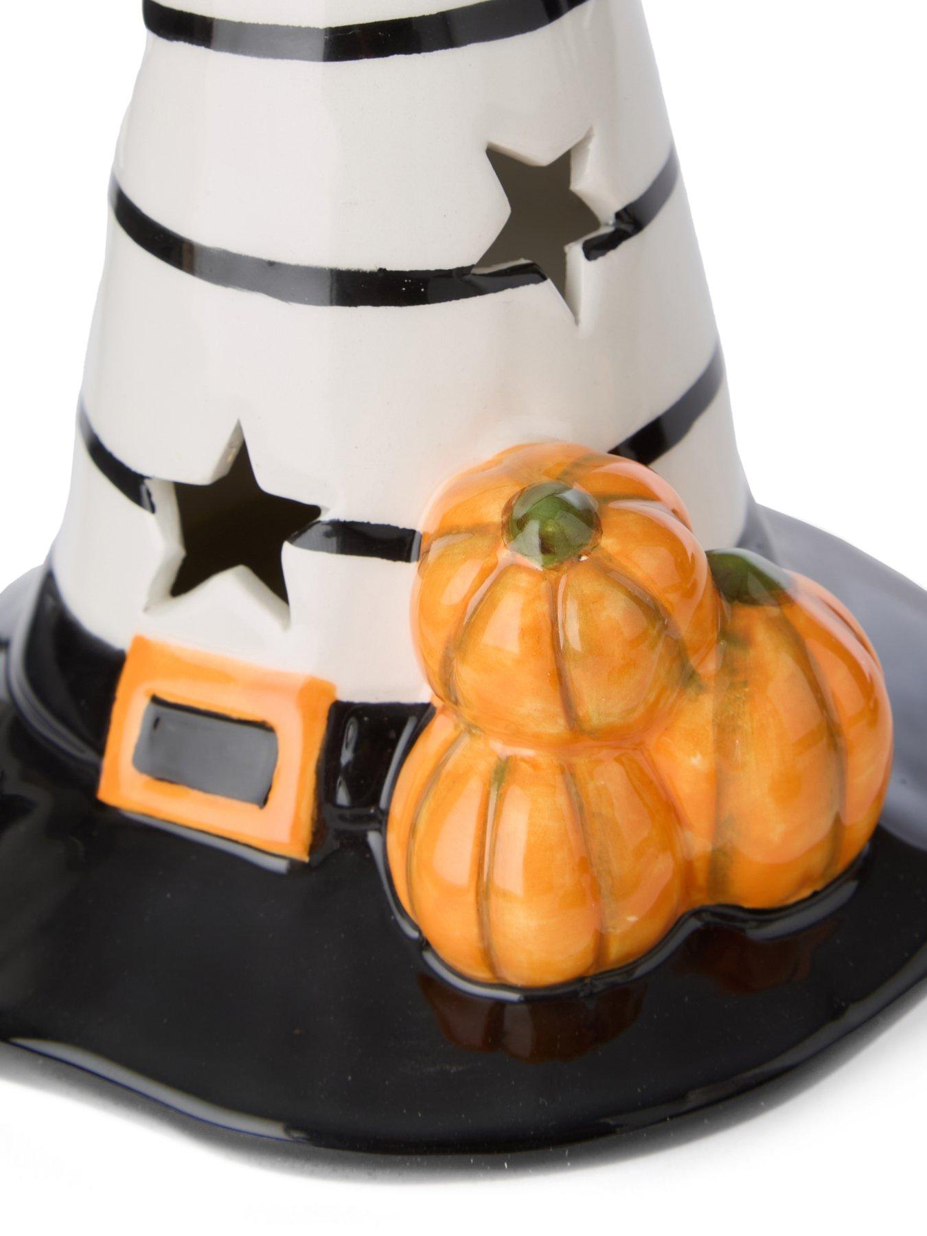 Image 4 of 6 of Festive Set of 3 Ceramic&nbsp;Hat&nbsp;Light Halloween Decorations