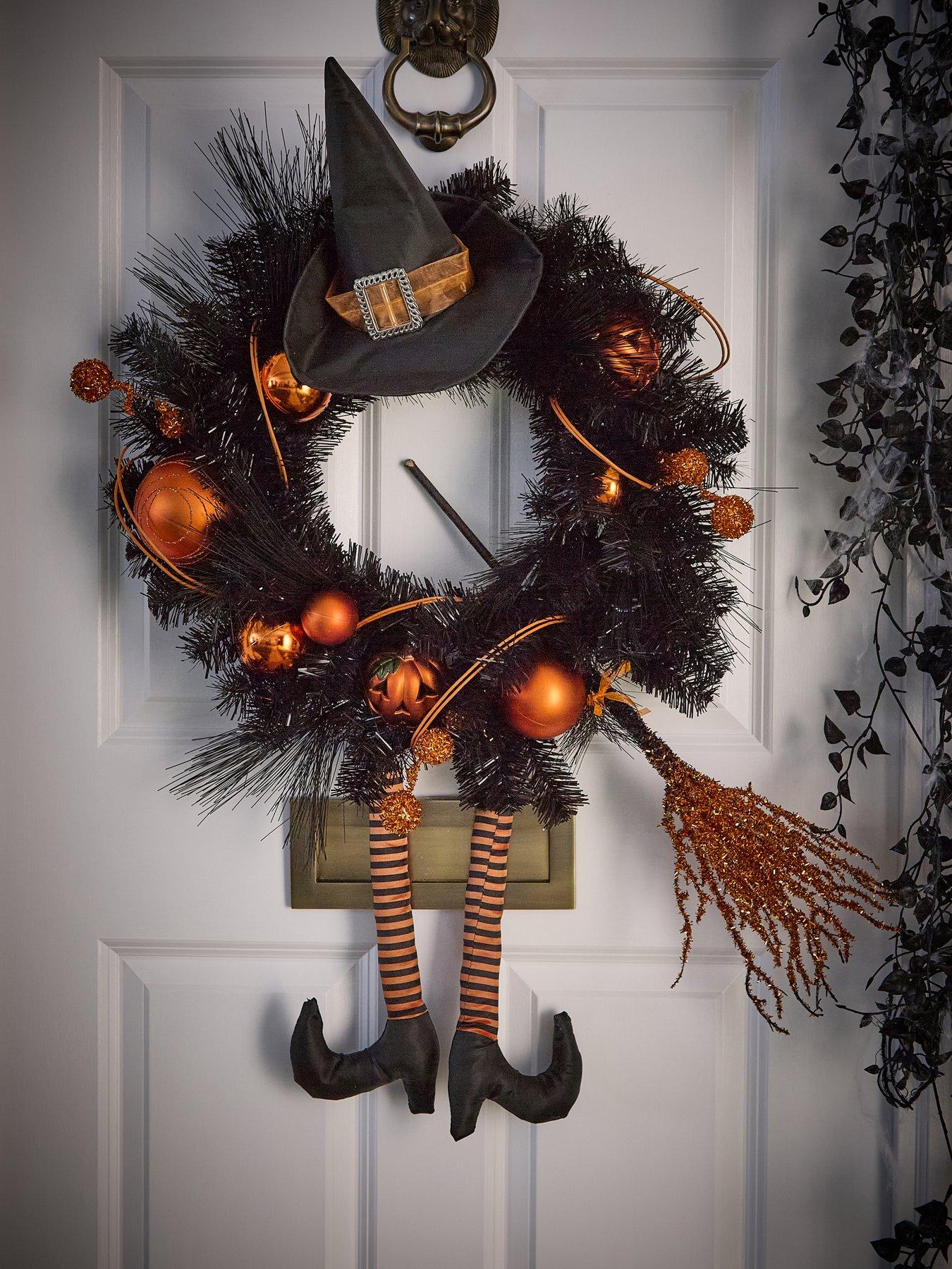 Festive Witch Wreath Halloween Decoration