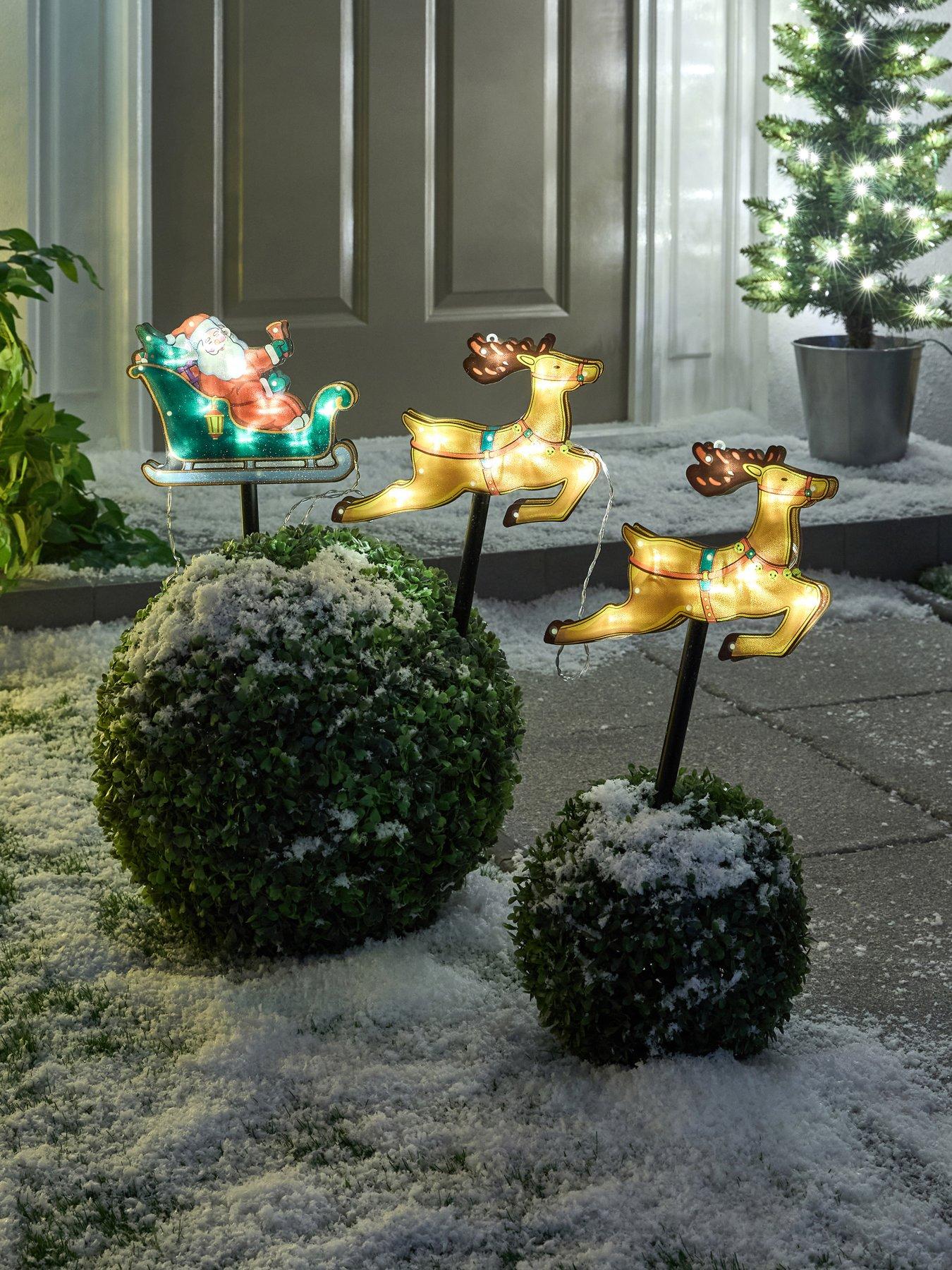 Image 1 of 5 of Three Kings Santa Sleigh Stake Light