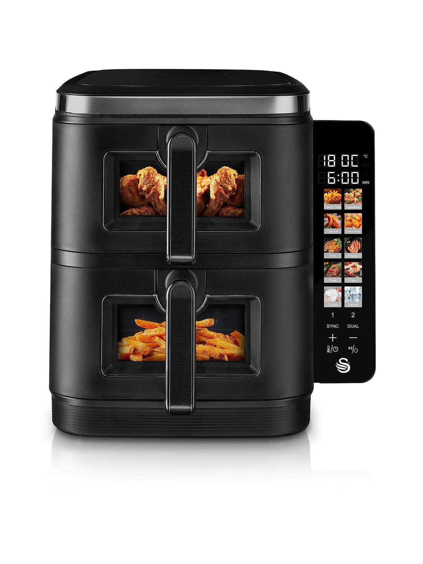  image of swan-sd10522blk-11l-twin-stack-air-fryer-black