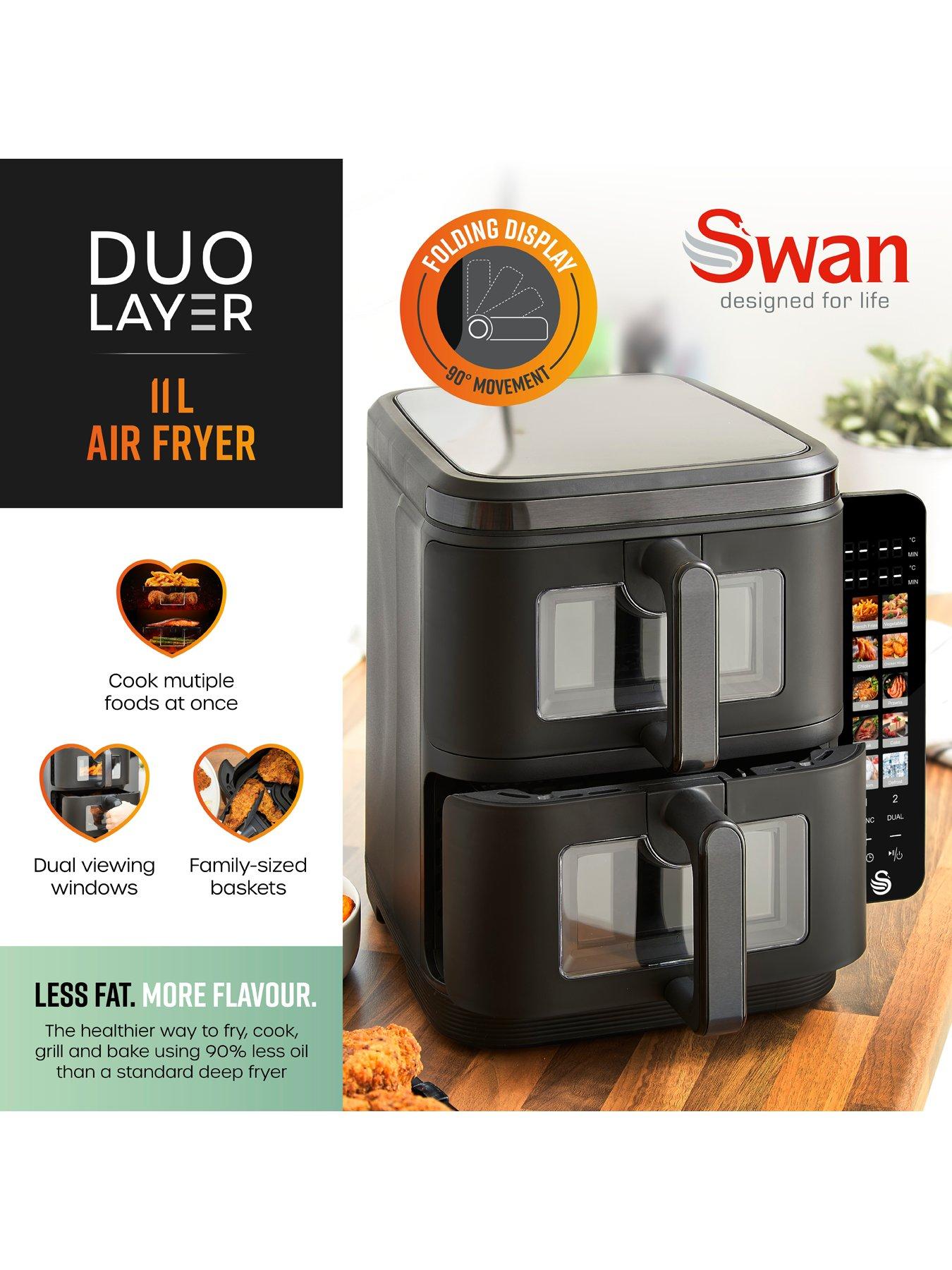  image of swan-sd10522blk-11l-twin-stack-air-fryer-black