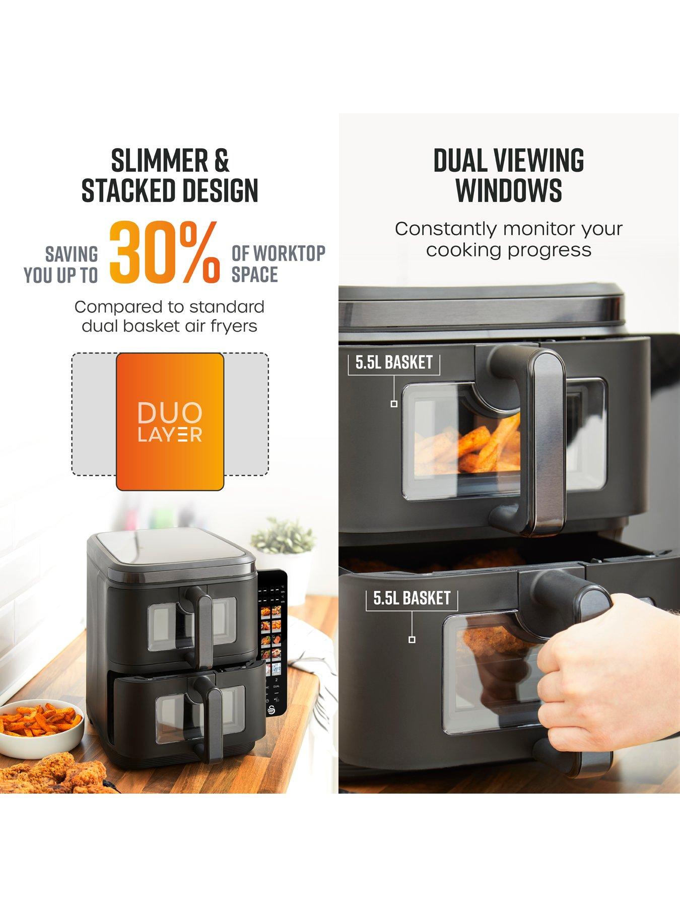  image of swan-sd10522blk-11l-twin-stack-air-fryer-black