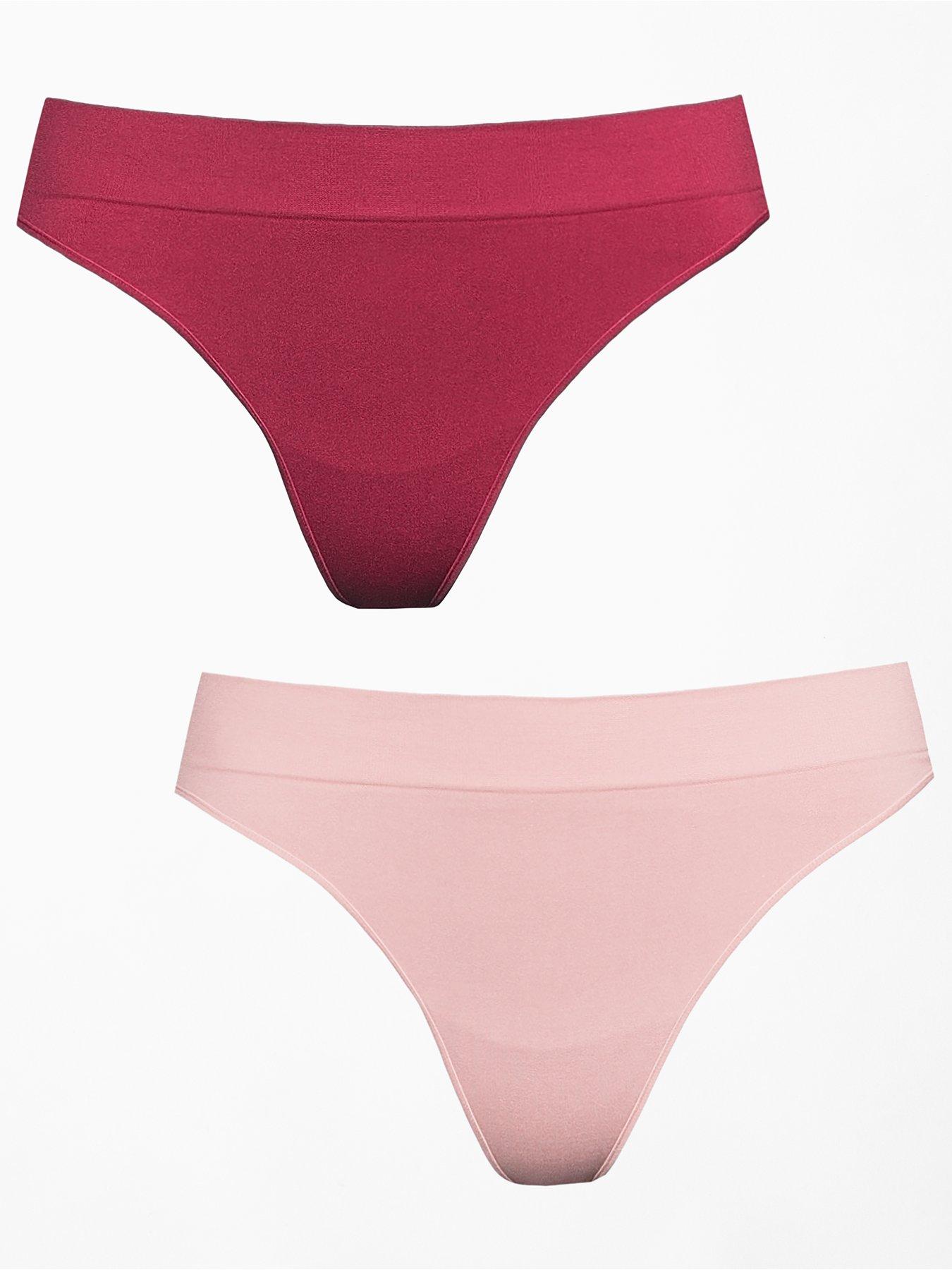 front image of the-very-collection-2-pack-seamless-thongs-pink