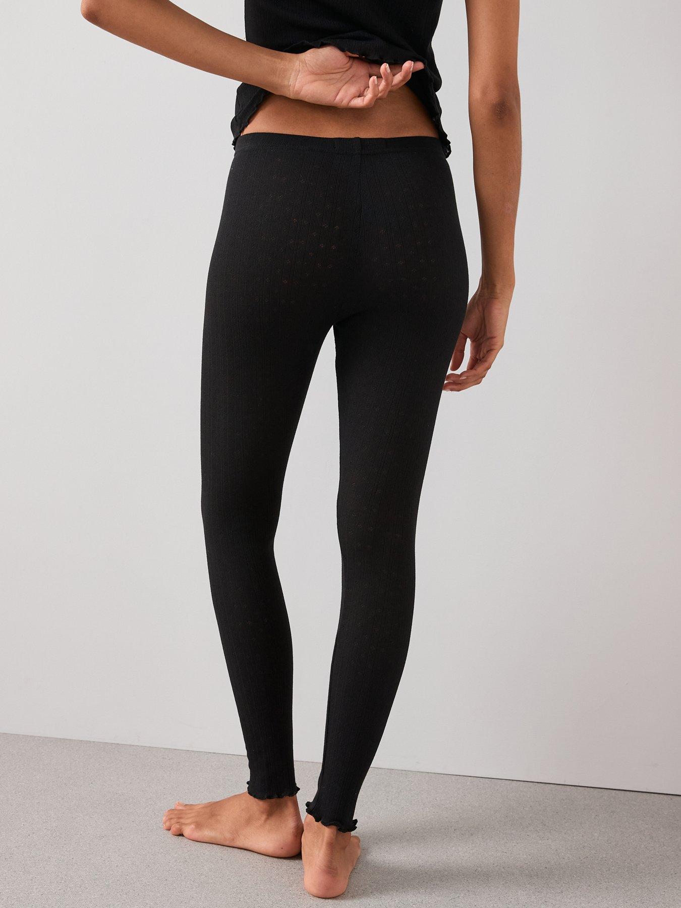 stillFront image of the-very-collection-pointelle-thermal-leggings-black