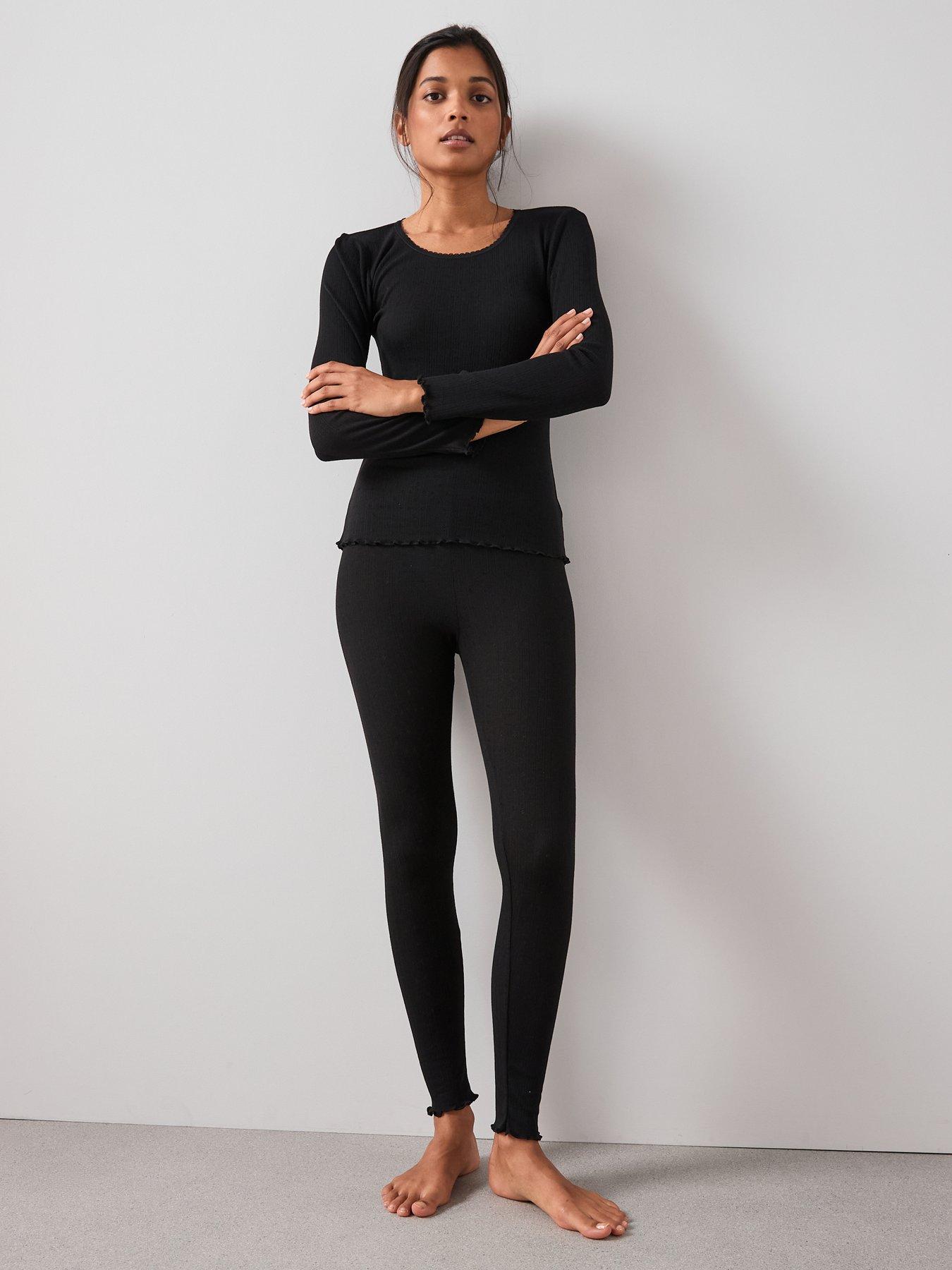 image of the-very-collection-pointelle-thermal-leggings-black