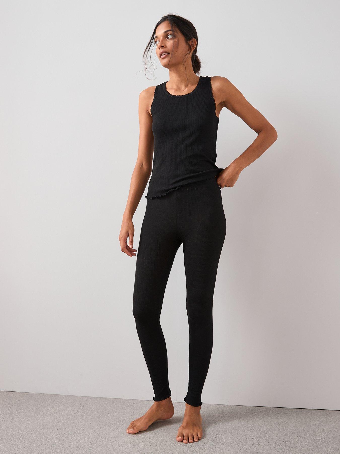  image of the-very-collection-pointelle-thermal-leggings-black