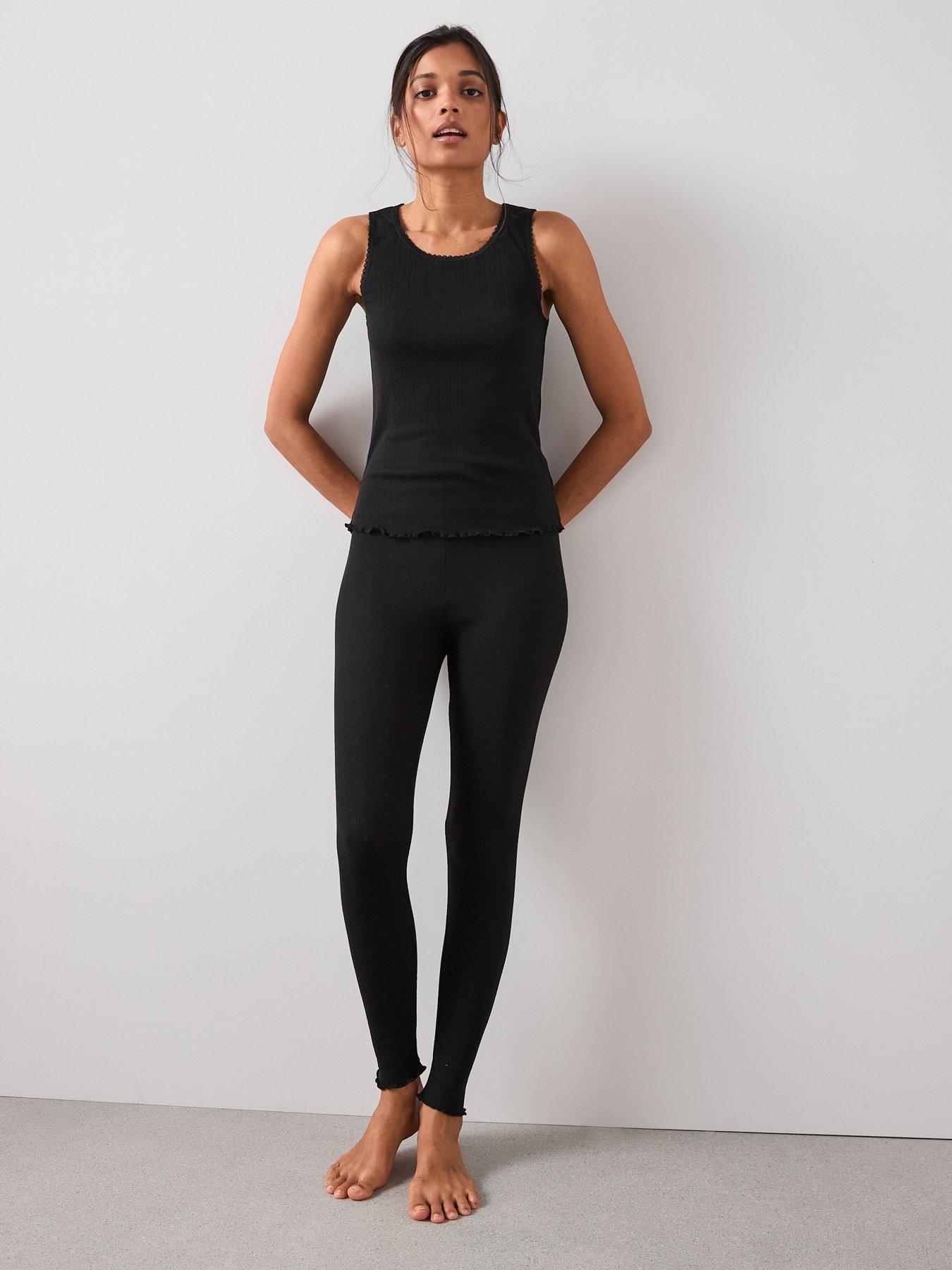  image of the-very-collection-pointelle-thermal-leggings-black
