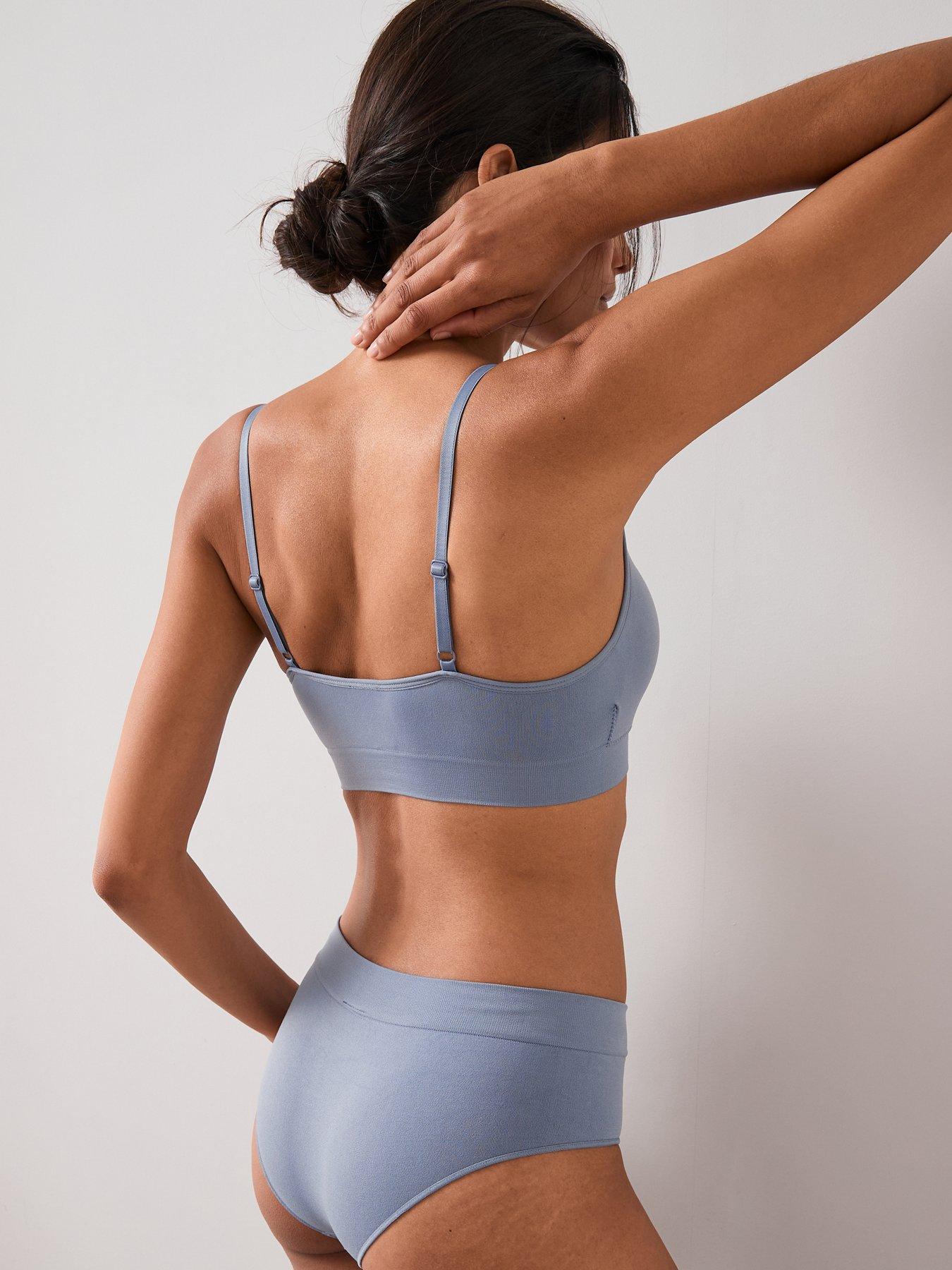 Image 3 of 7 of The Very Collection 2 Pack Scoop Neck Seamless Bralettes - Blue