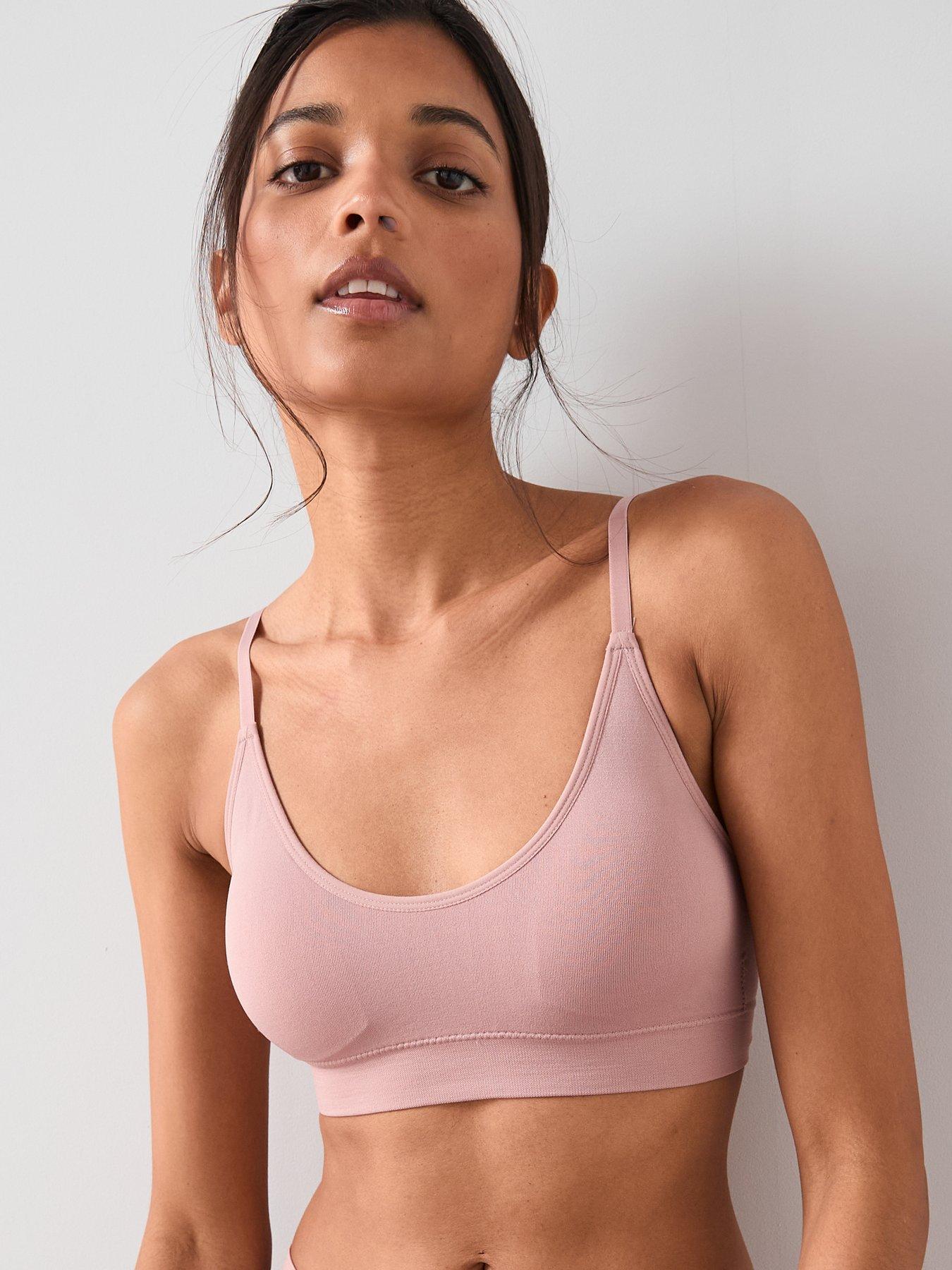 stillFront image of the-very-collection-2-pack-seamless-scoop-neck-bralettes-pink
