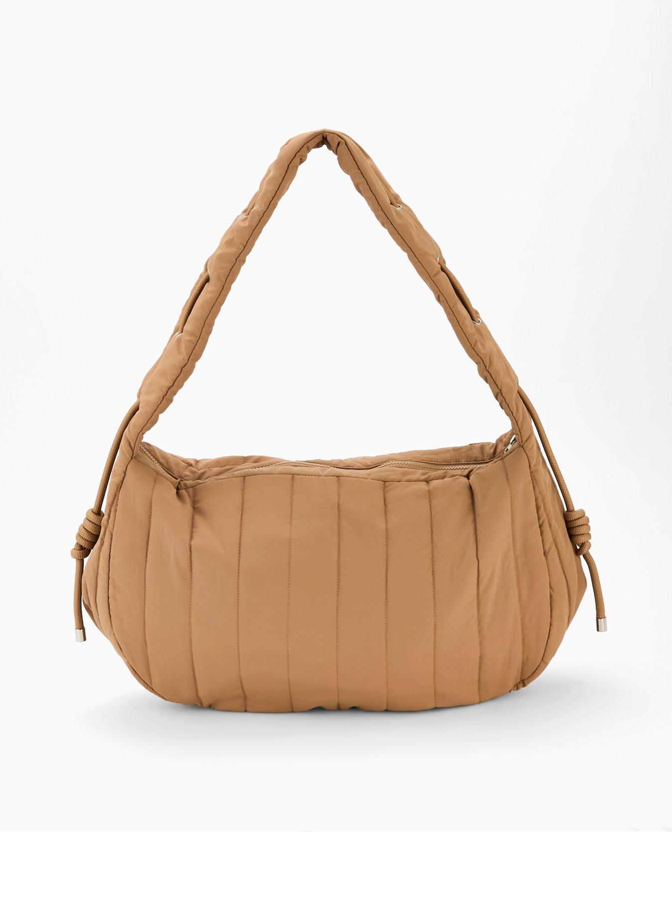 undefined Quilted Tote Bag With Cord - Beige