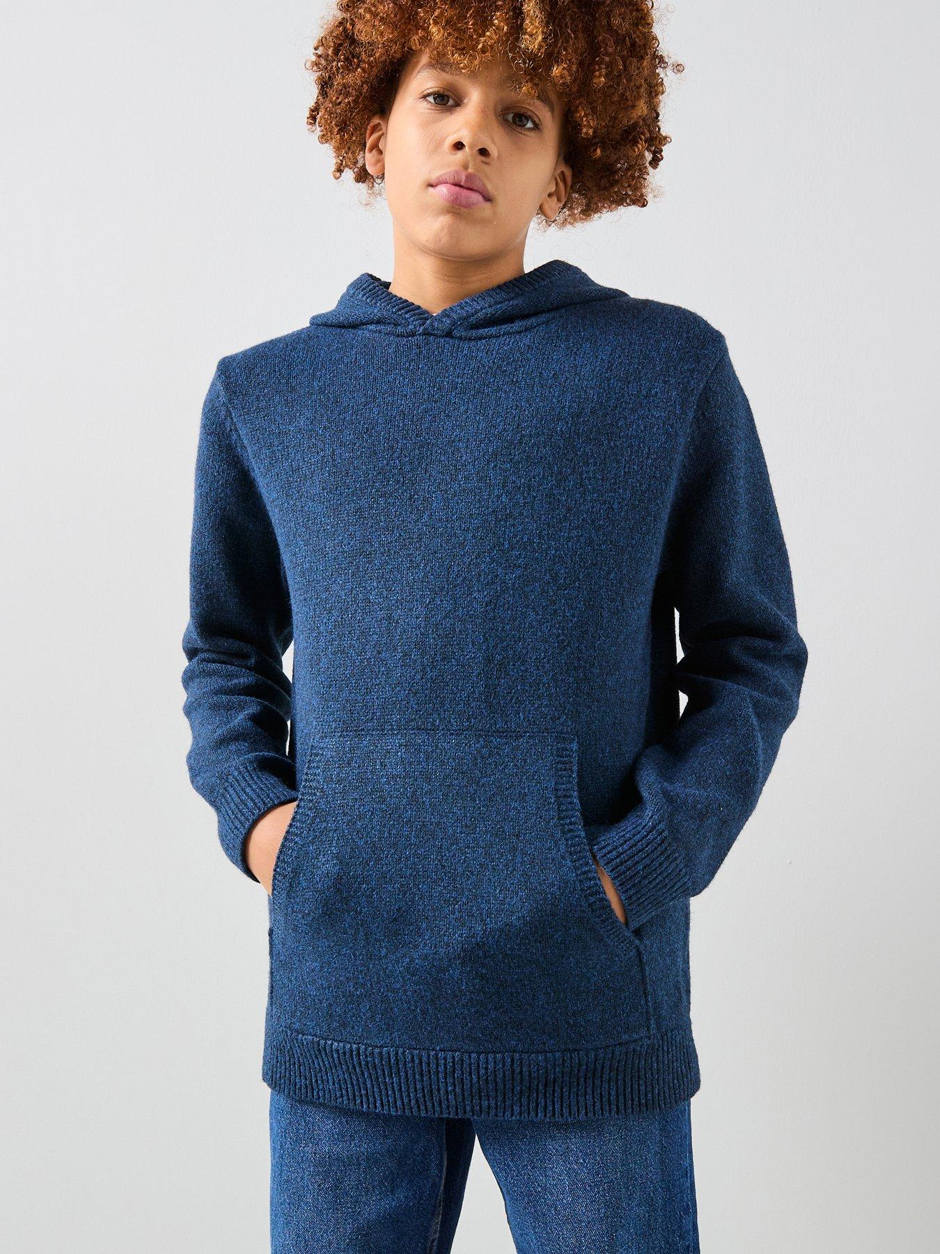 V by Very Boys Half Zip Knitted Hoodie - Blue