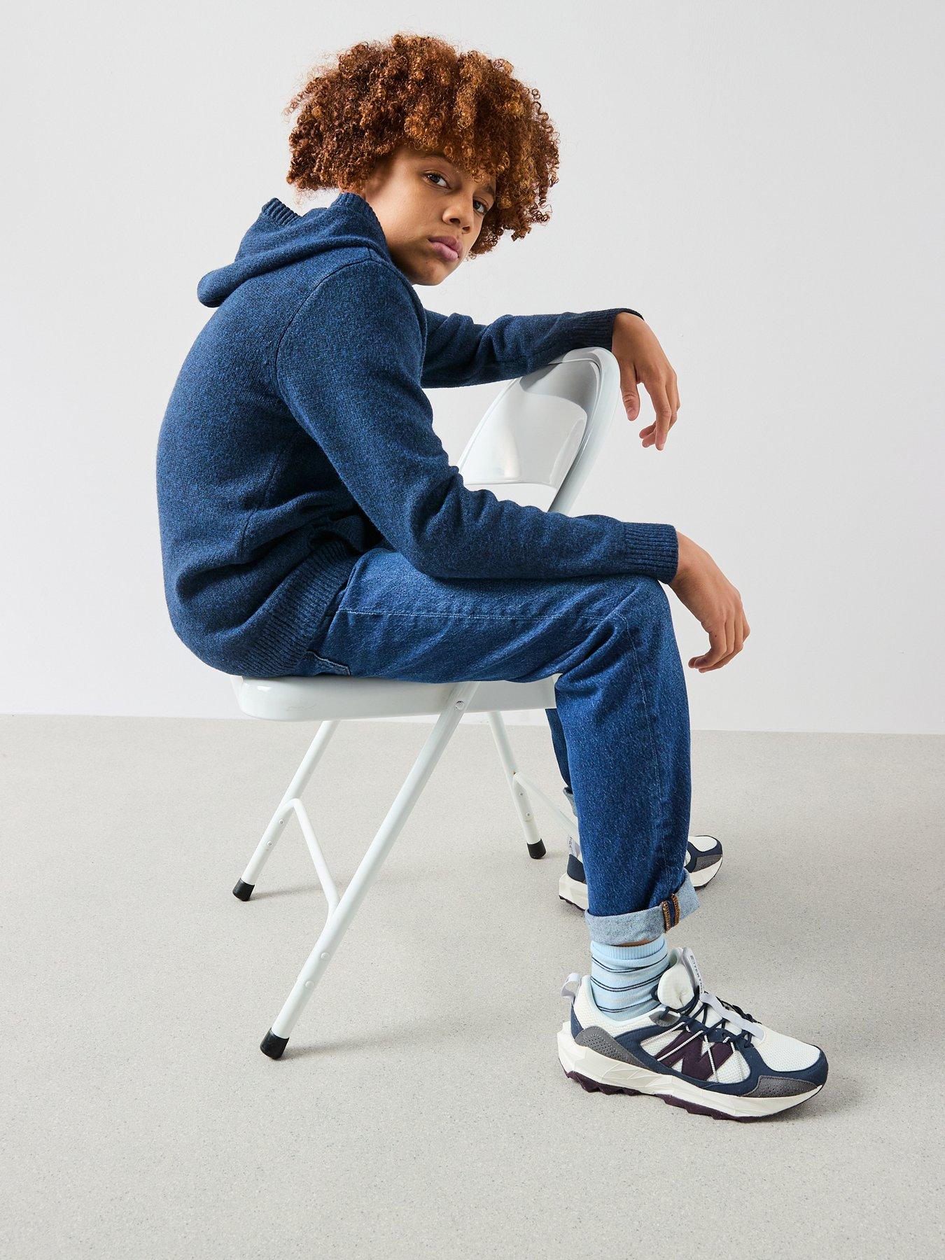  image of v-by-very-boys-half-zip-knitted-hoodie-grey