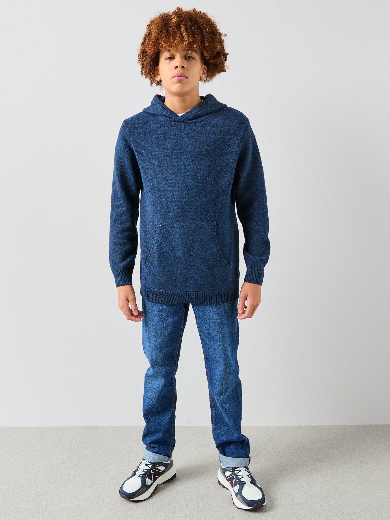  image of v-by-very-boys-half-zip-knitted-hoodie-grey