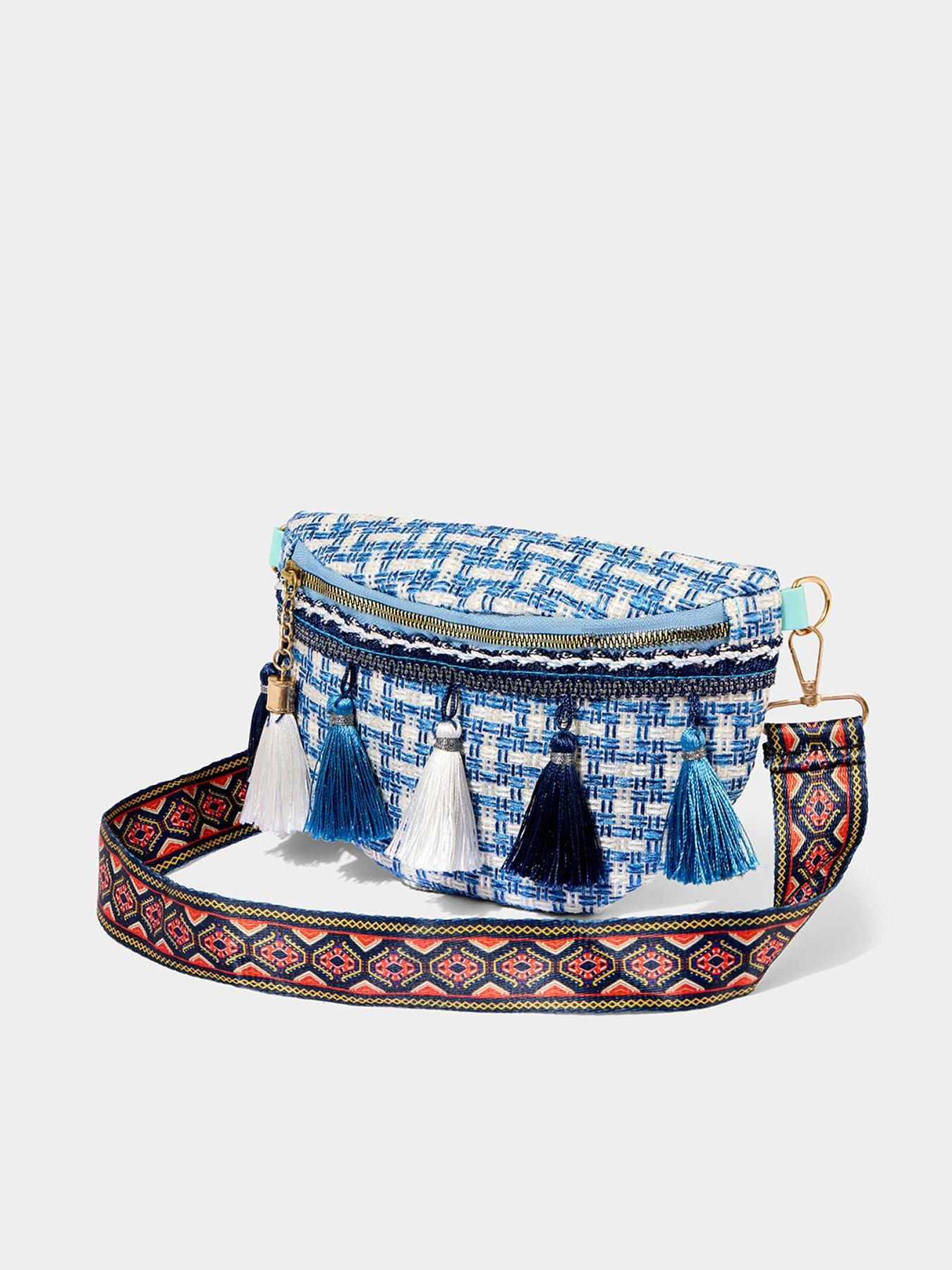  image of joe-browns-beach-market-tassel-bum-bag-blue