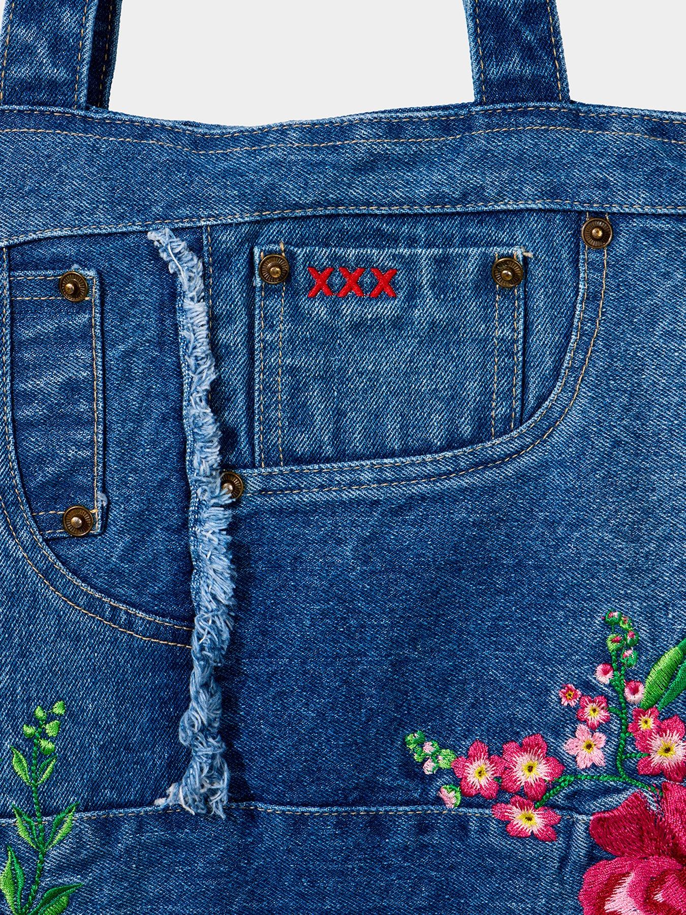  image of joe-browns-artizan-embroidered-denim-bag-blue