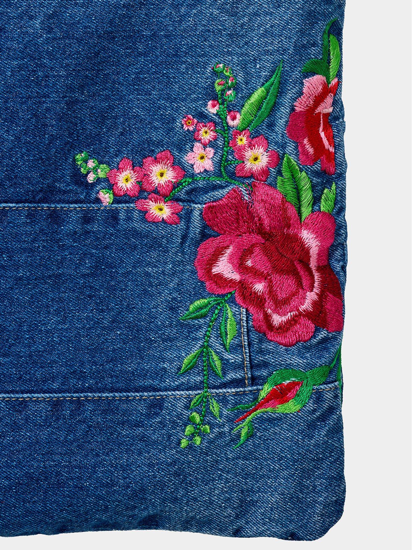  image of joe-browns-artizan-embroidered-denim-bag-blue