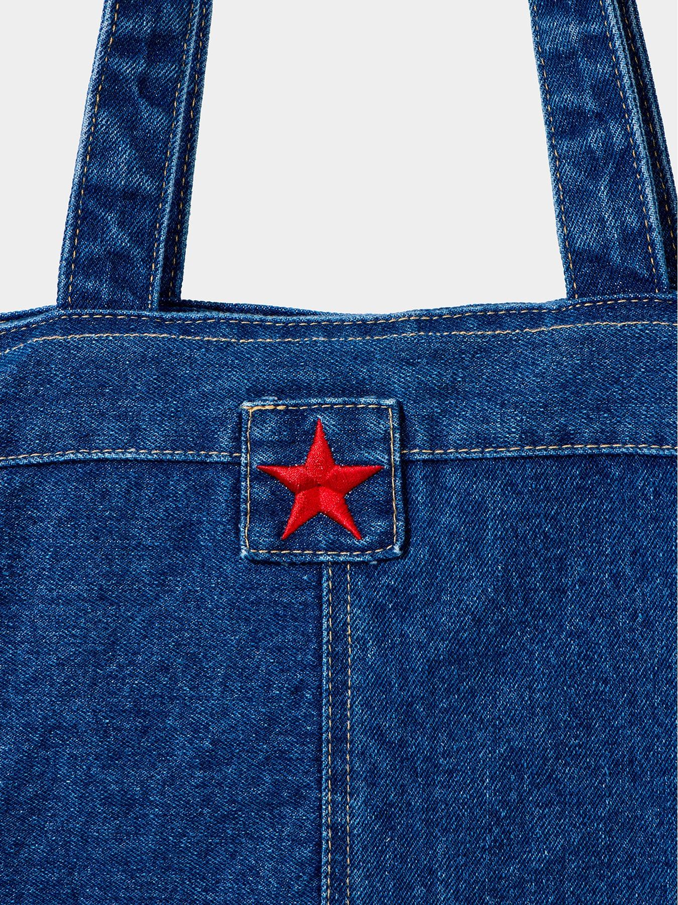  image of joe-browns-artizan-embroidered-denim-bag-blue