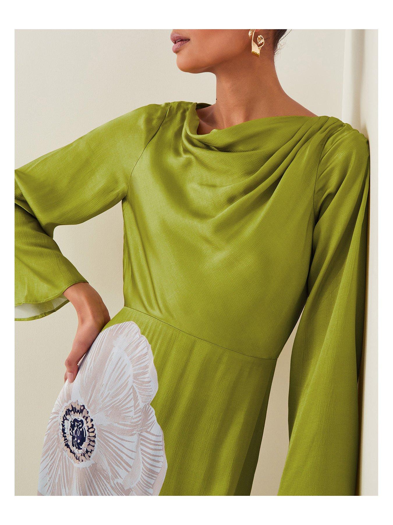 HGIRL MOLLY DRESS IN GREEN LINEN FLOWER main image 0