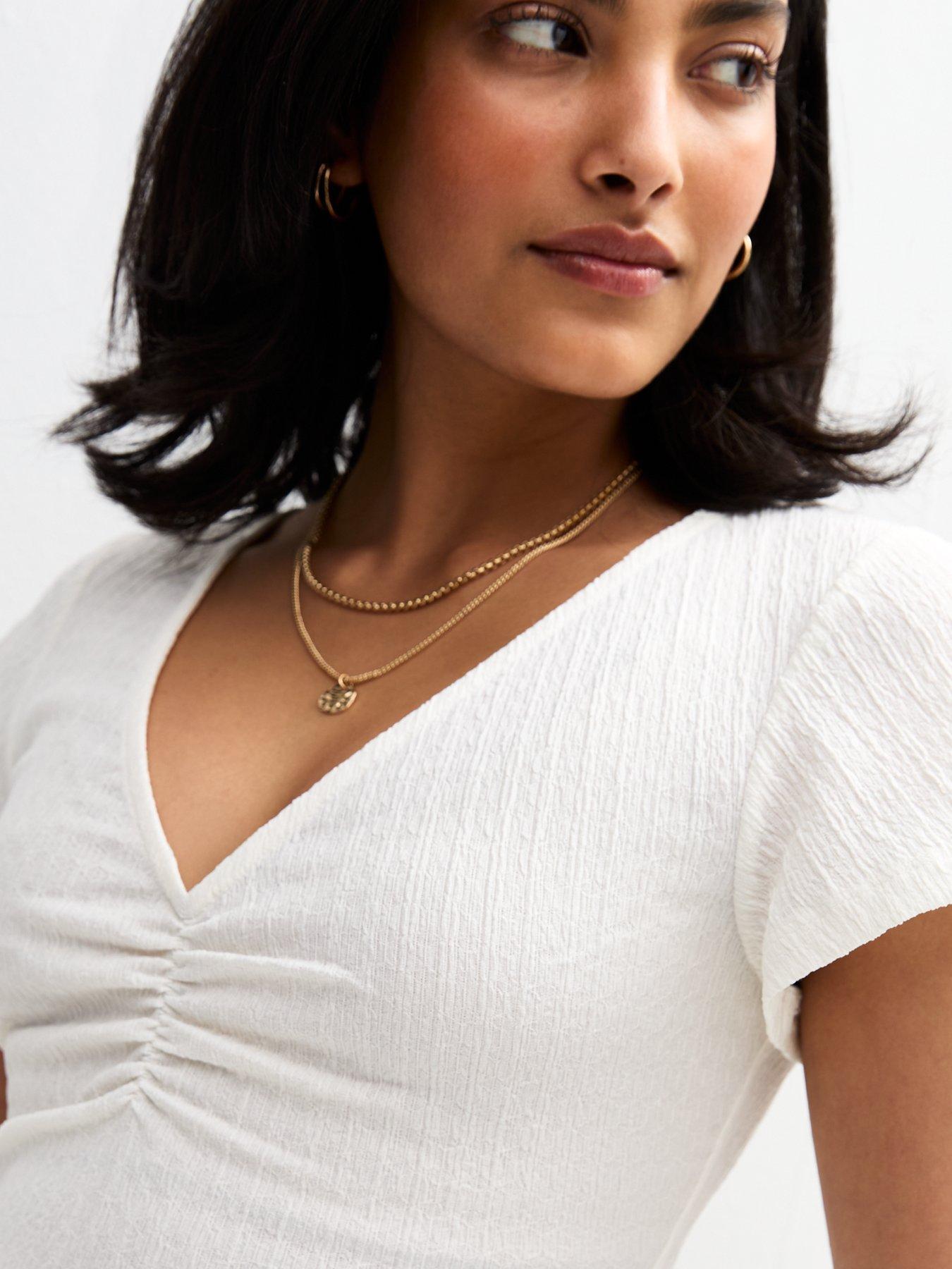  image of new-look-off-white-ruched-crinkled-top-cream