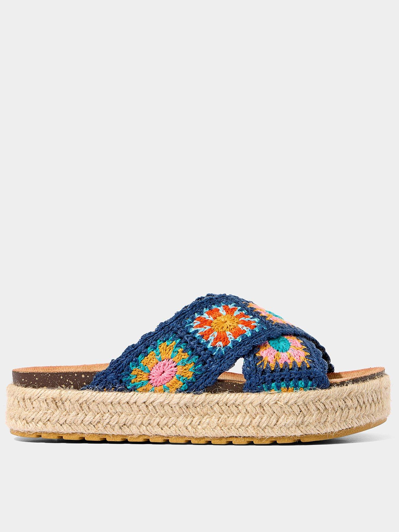  image of joe-browns-beach-vibes-crochet-sandals-navymulti