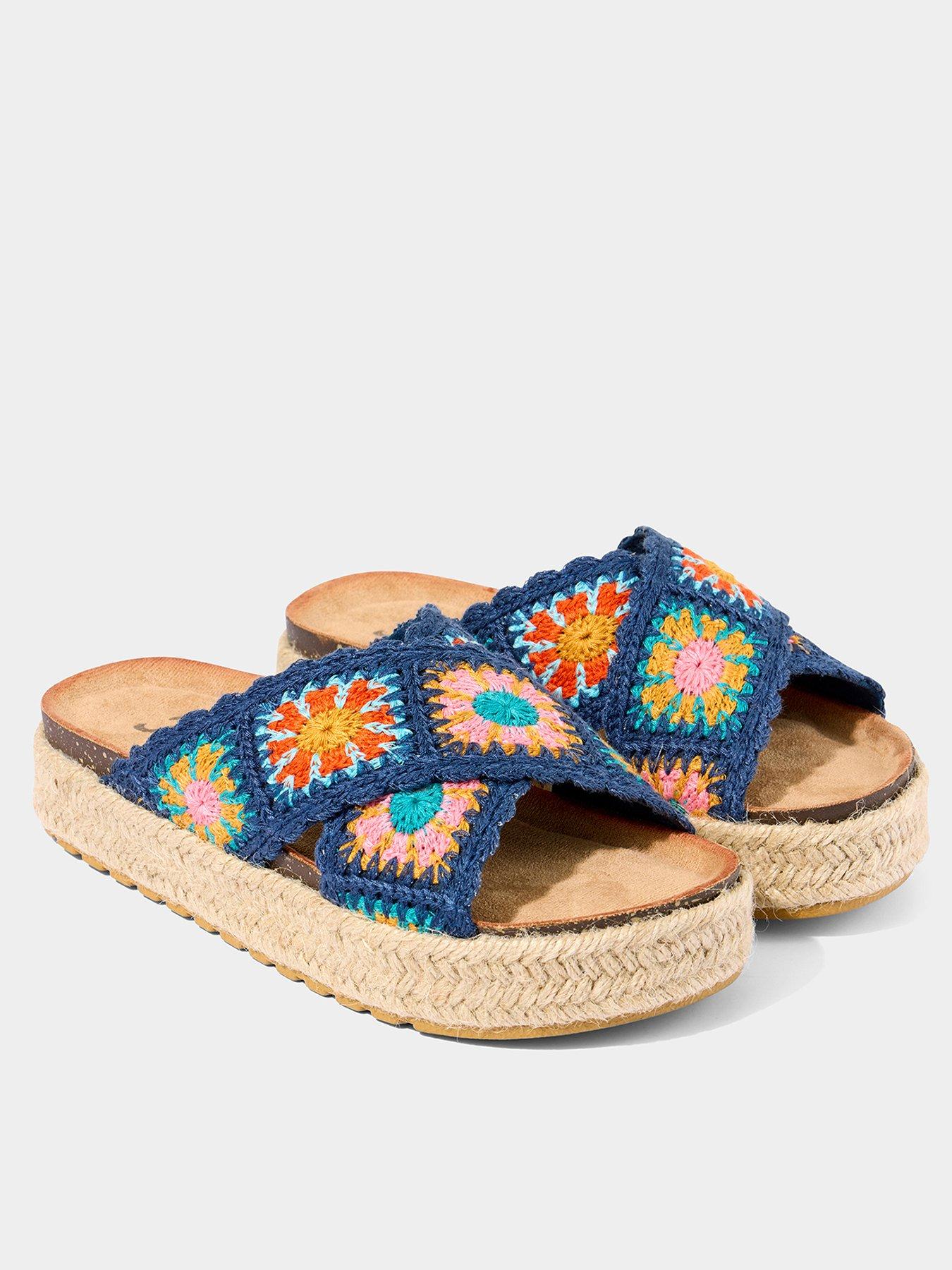 image of joe-browns-beach-vibes-crochet-sandals-navymulti