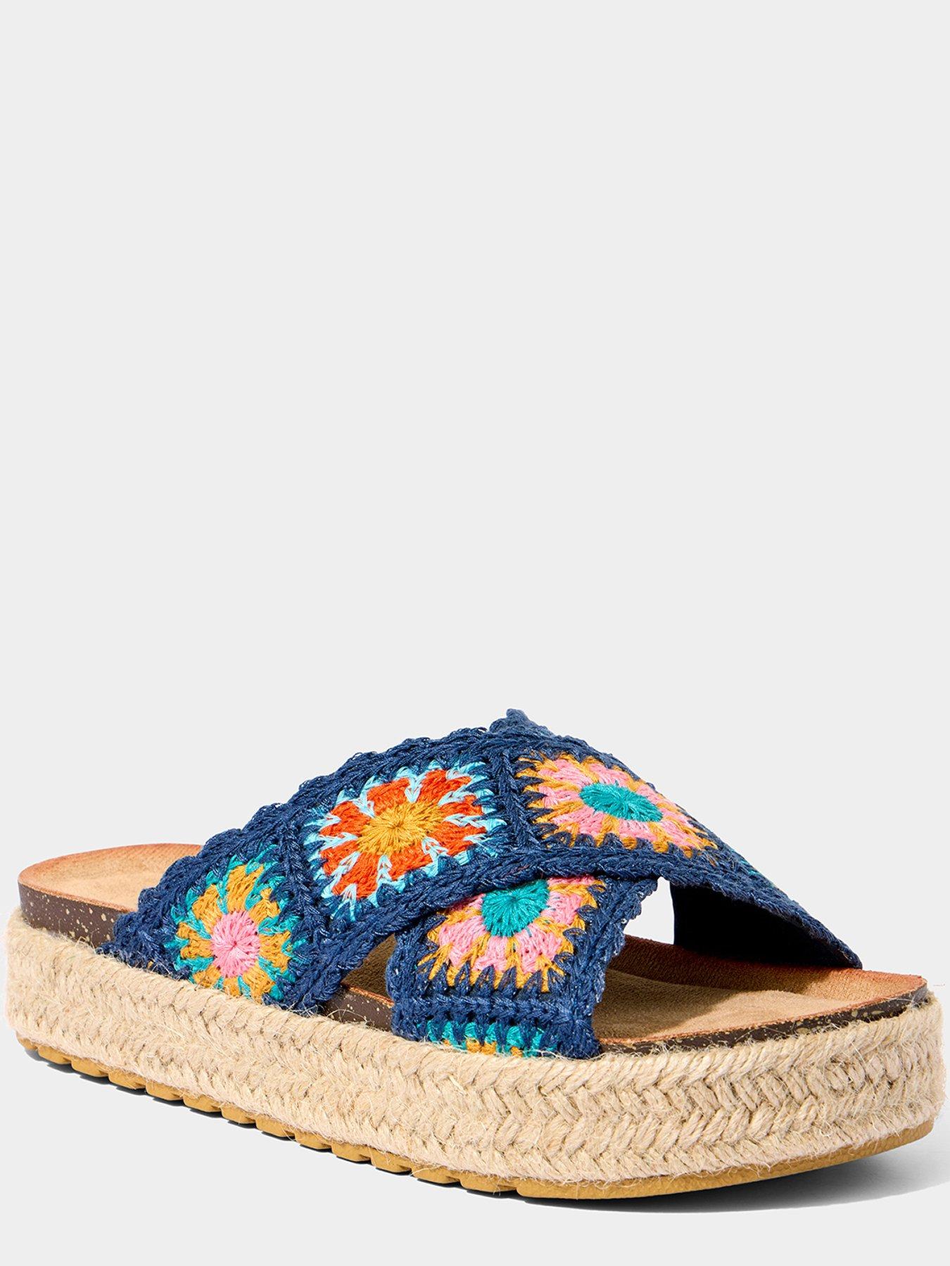  image of joe-browns-beach-vibes-crochet-sandals-navymulti