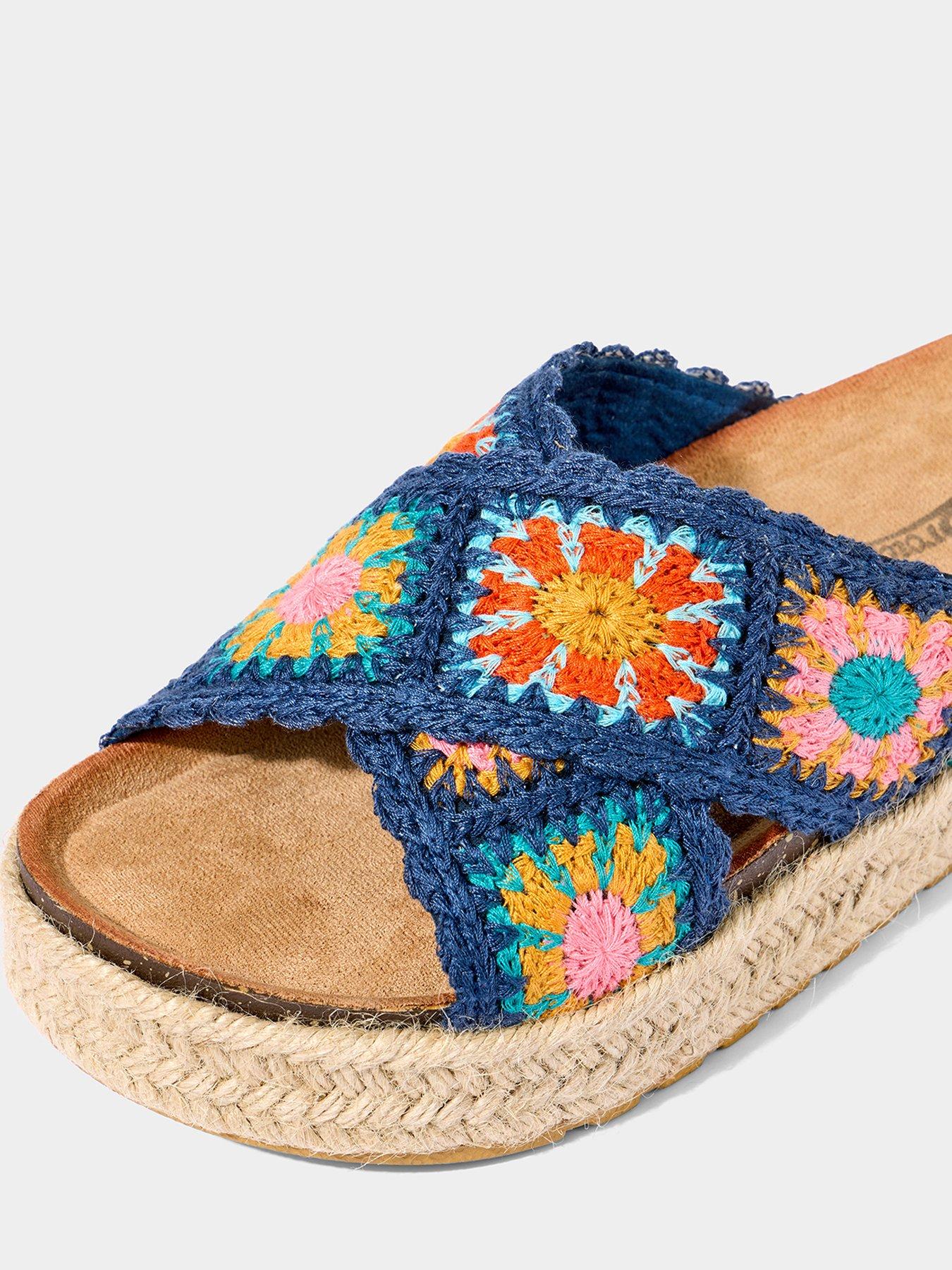  image of joe-browns-beach-vibes-crochet-sandals-navymulti